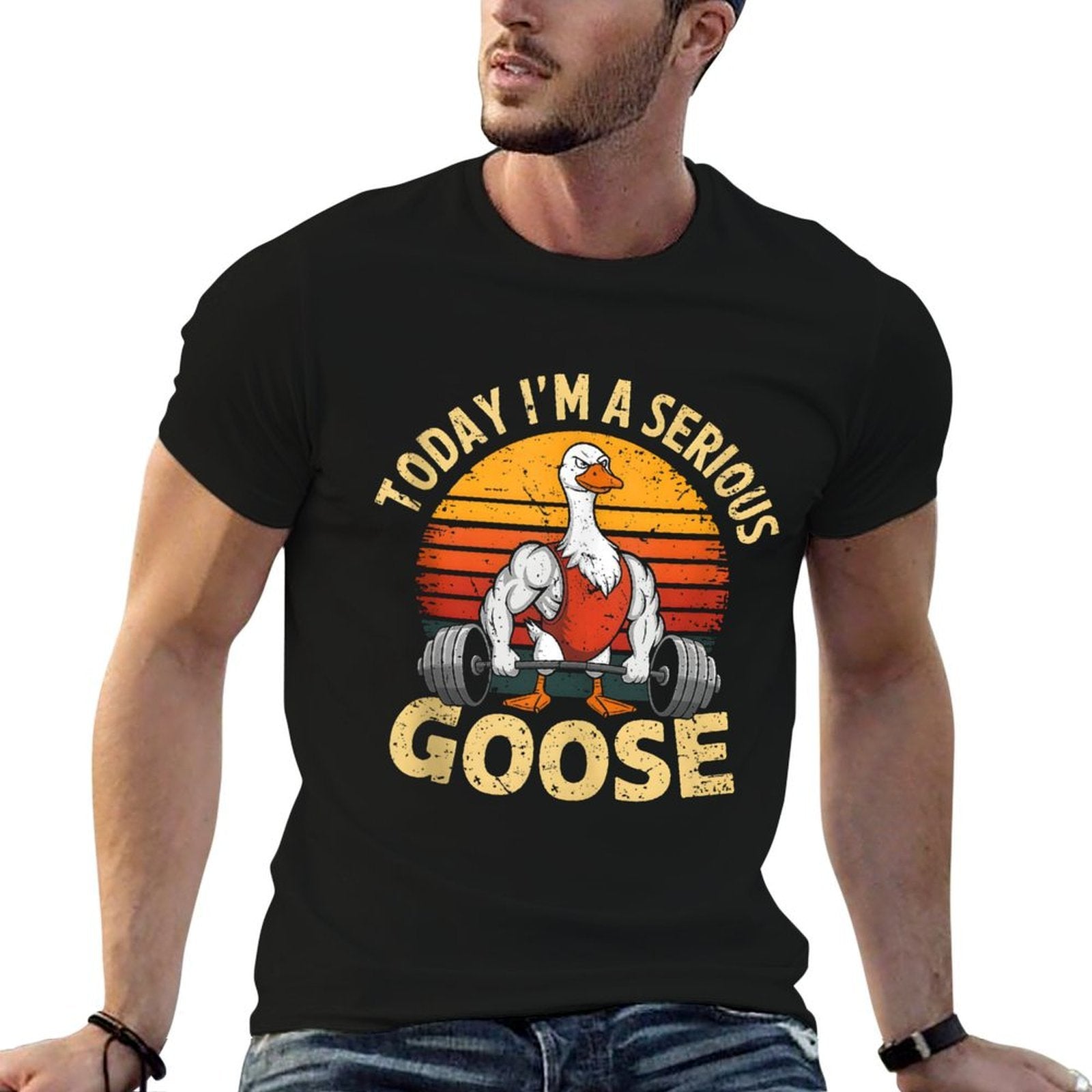 Today Im A Serious Goose Funny Gym Weightlifting Fitness  Heathered Texture T-Shirt