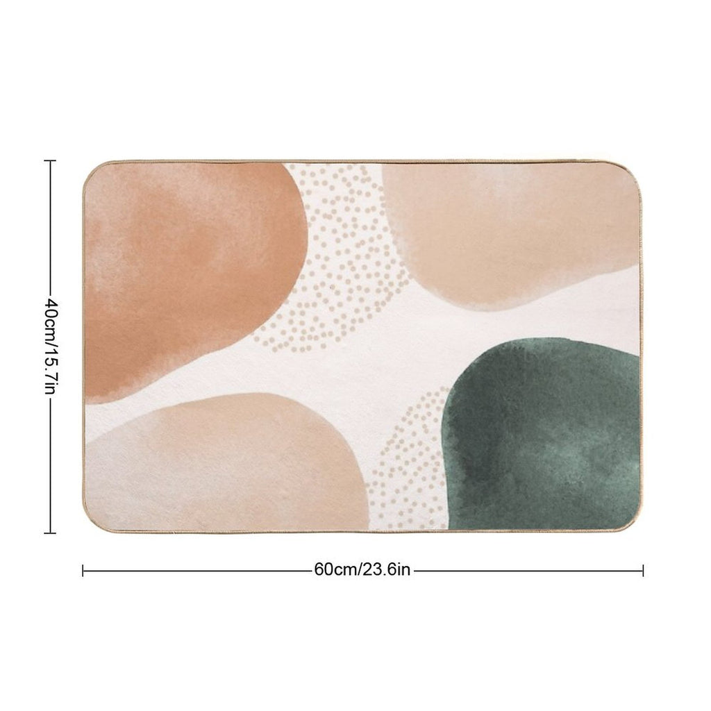 Boho Abstract Neutral Watercolor Geometric Shapes  Fade-Resistant Bath Mat