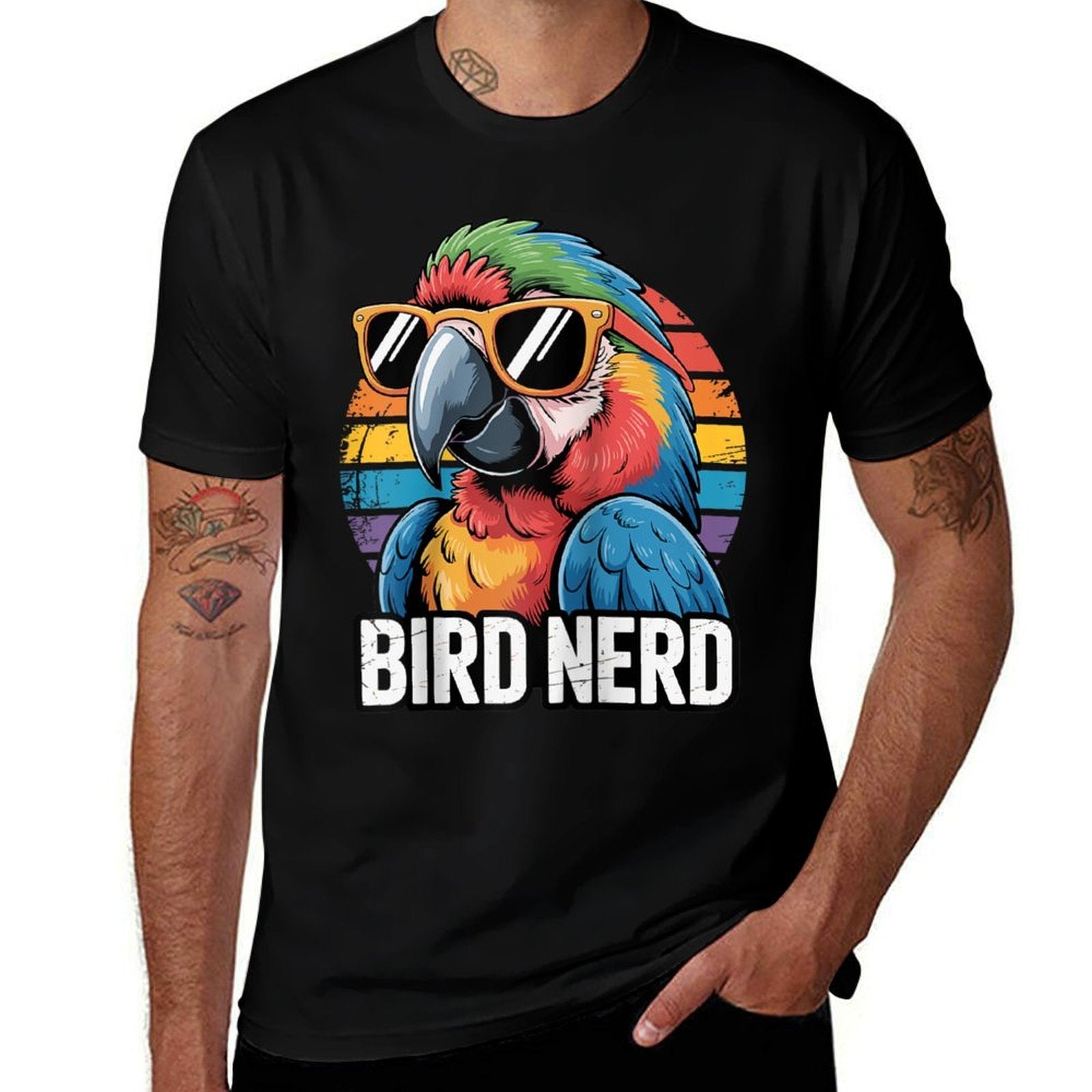 Bird Nerd Funny Parrot Birding Bird Watching Retro Bird Raglan Baseball  Summer-ready Fabric T-Shirt