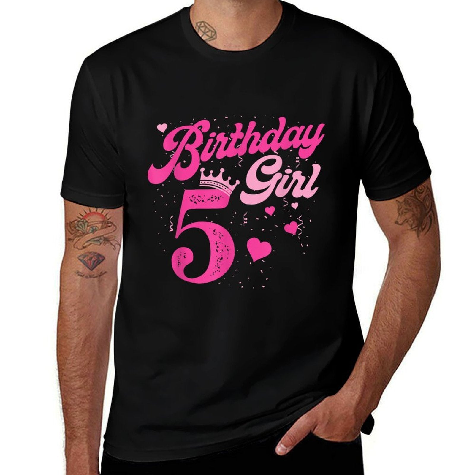 5th Birthday Girl Crown 5 Years Old Bday  Vintage-inspired T-Shirt