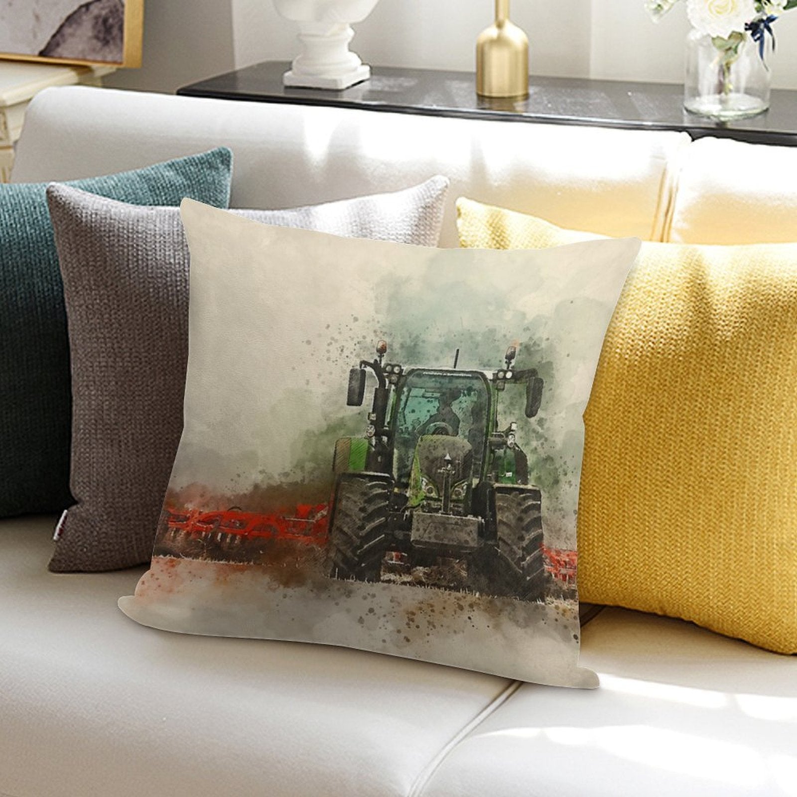 Fendt Tractor Grafting Soft Style Accent Throw Pillow