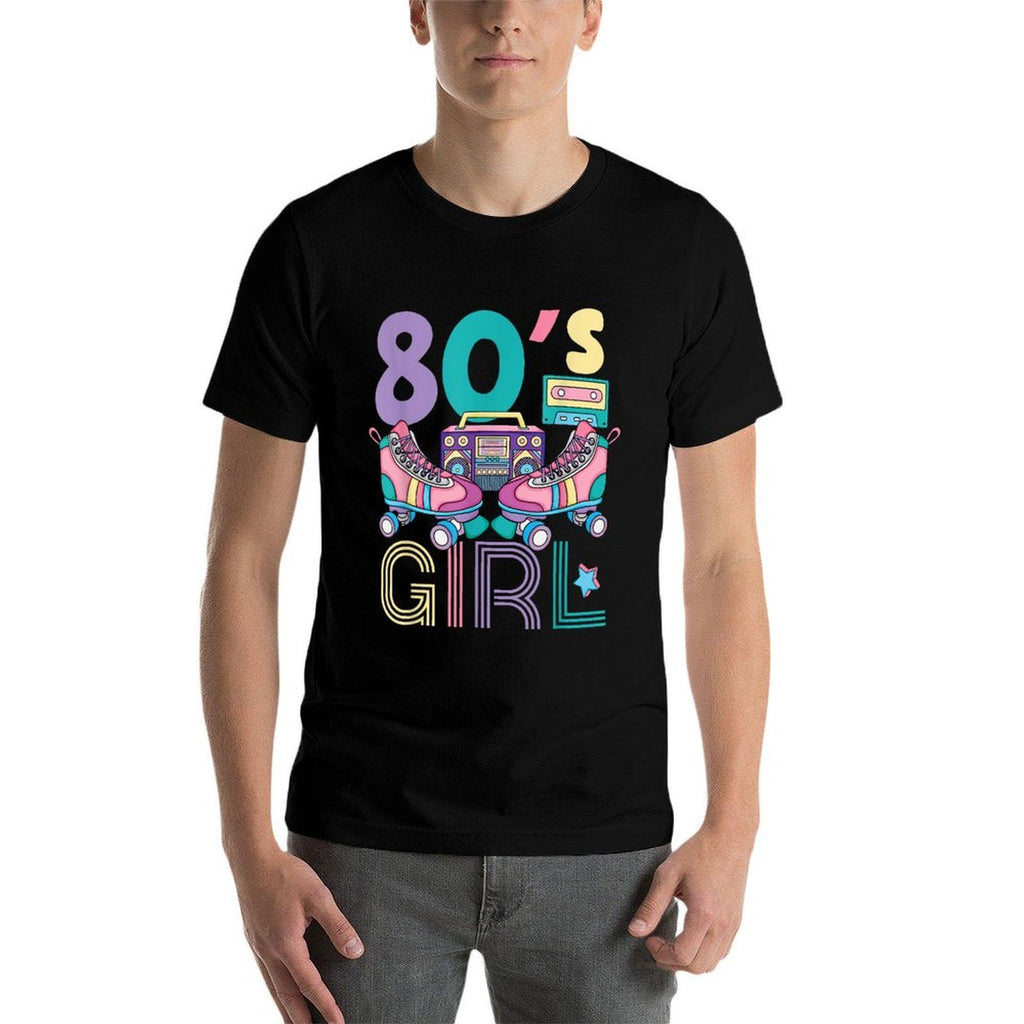 Vibrant 80s Girl Retro Roller Skates Throwback Vibe Womens  Eco-friendly Material T-Shirt