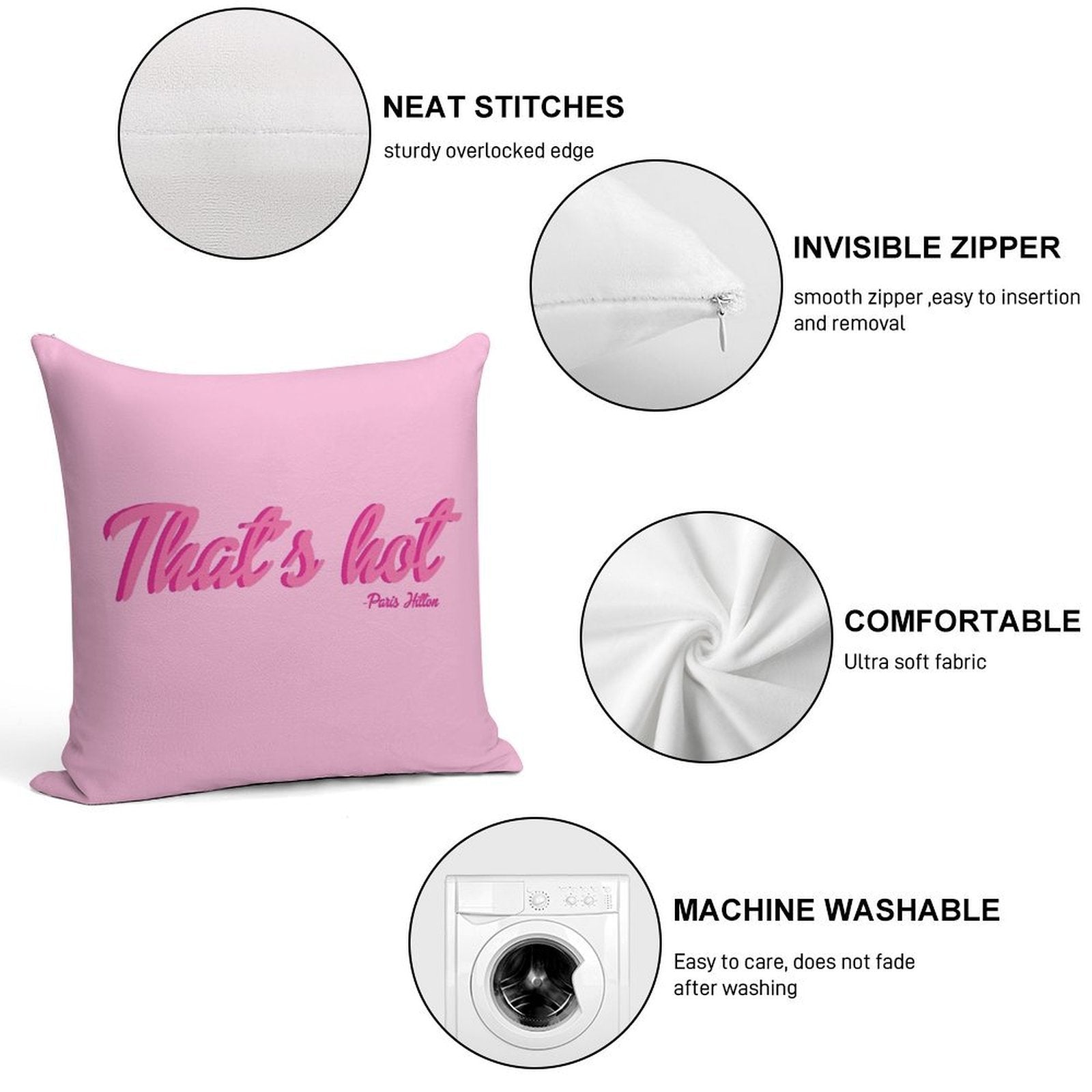 That's Hot Paris Hilton Text Print Soft Home Decor Throw Pillow
