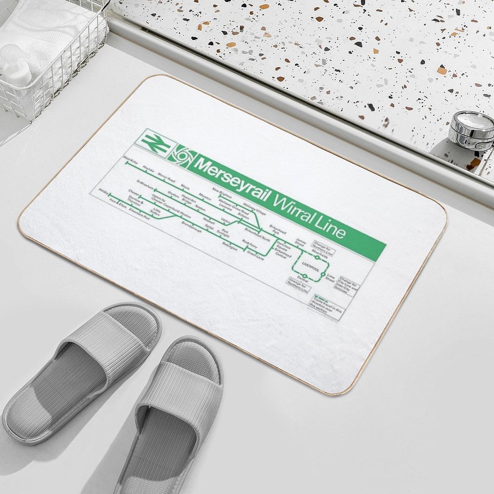Merseyrail Wirral Line Carriage Map 1978  Dirt-Trapping Bath Mat