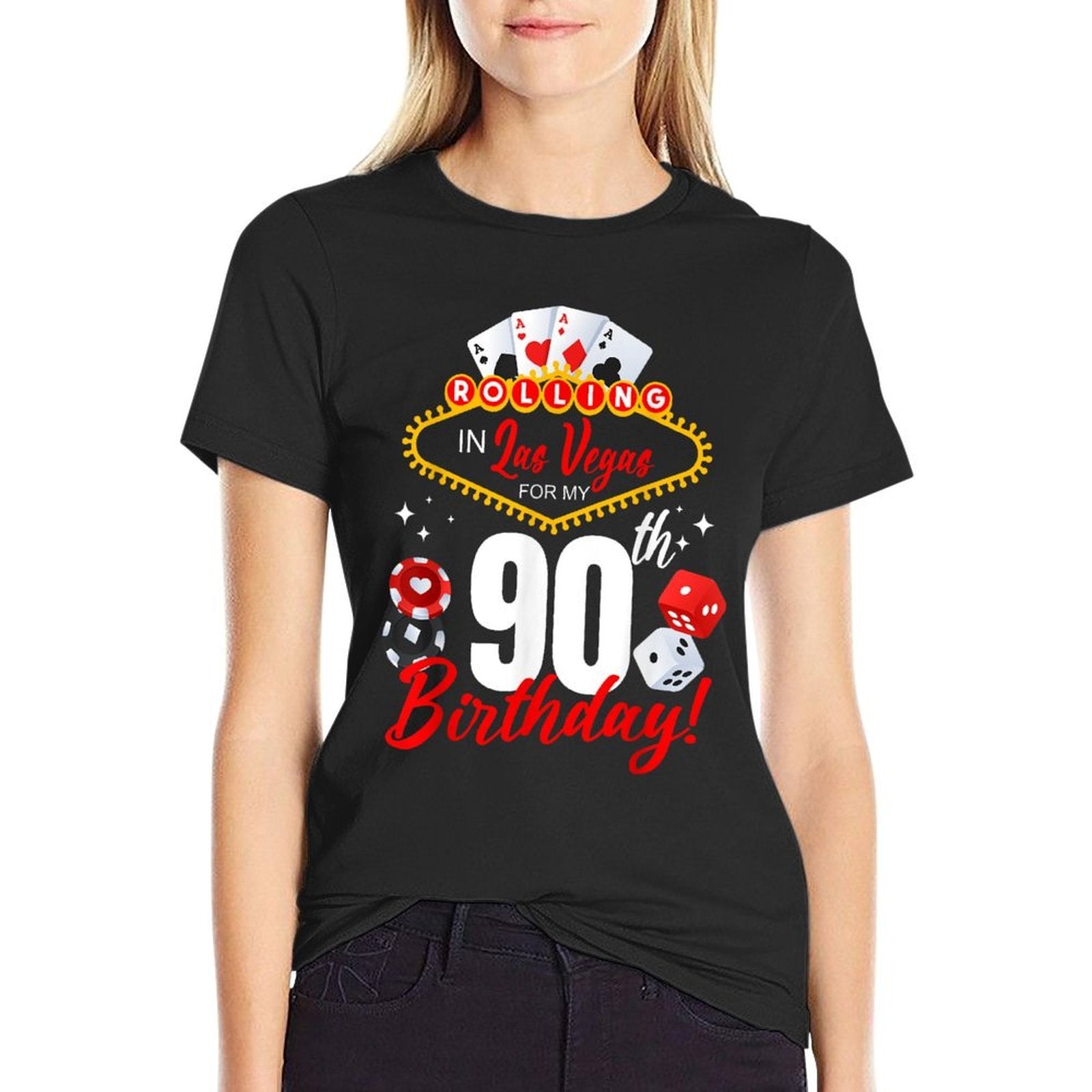 Rolling In Las Vegas 90th Birthday Crew Group Friends 90 Comfortable T-Shirt