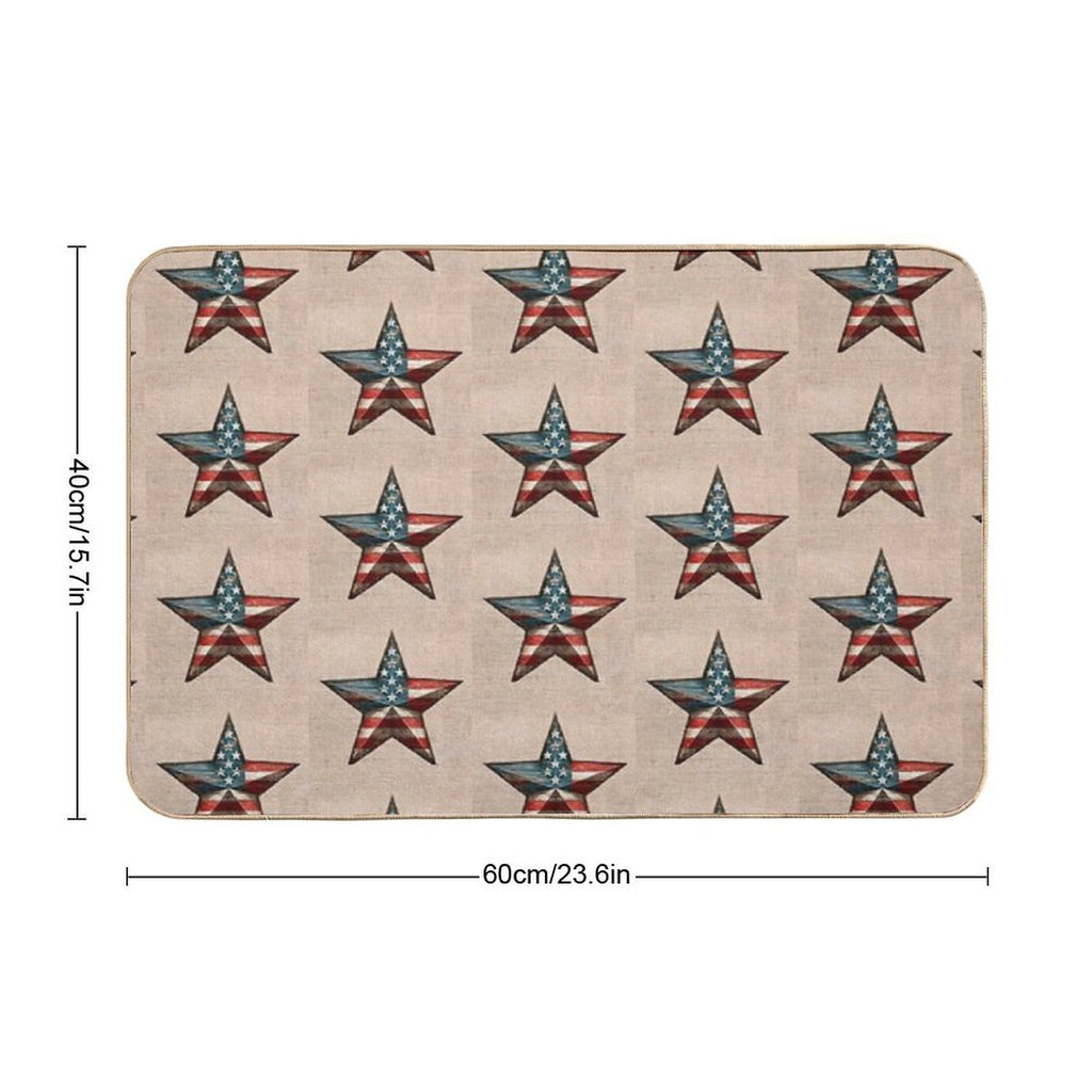 Rustic American Flag Star - Patriotic Wall Art  Pet-Safe Bath Mat