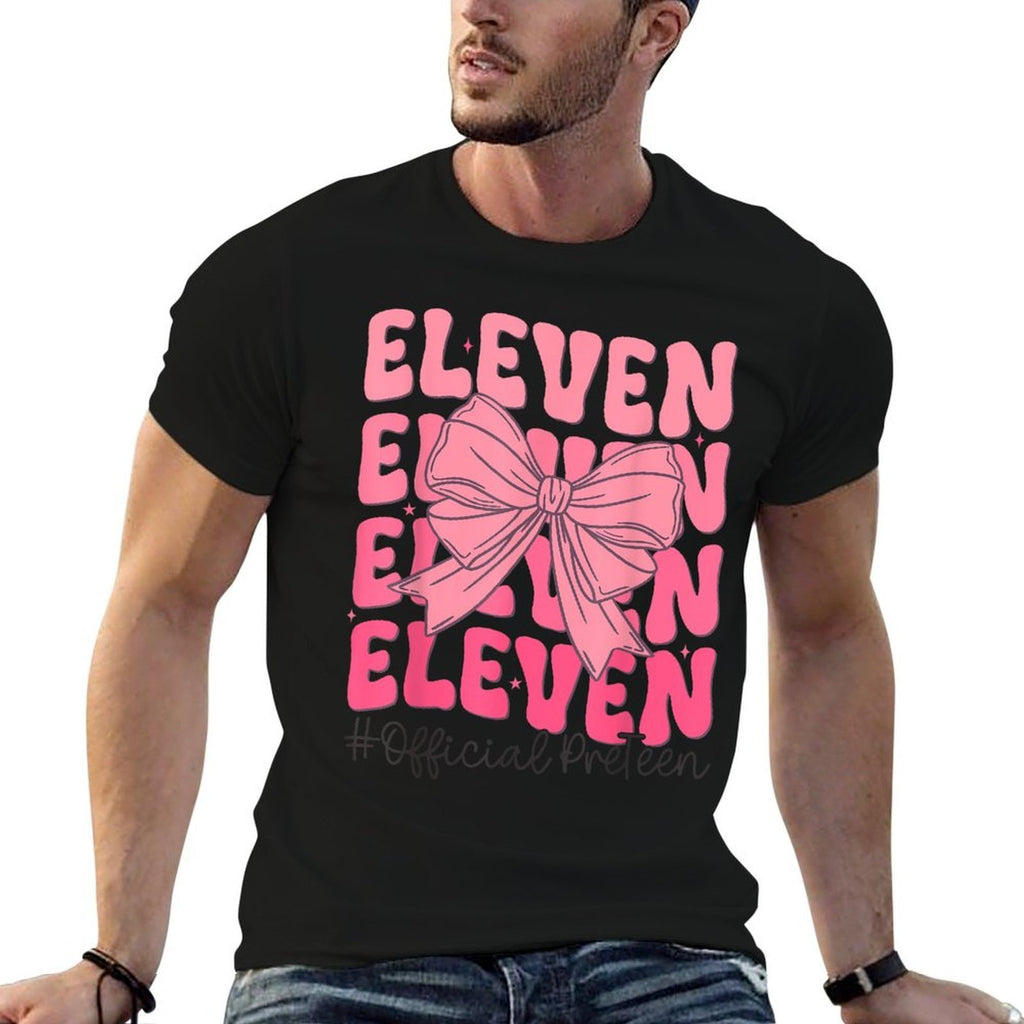 Birthday Girl Pink Coquette Bow 11 Year Old Aesthetic Girly  Stretchy T-Shirt