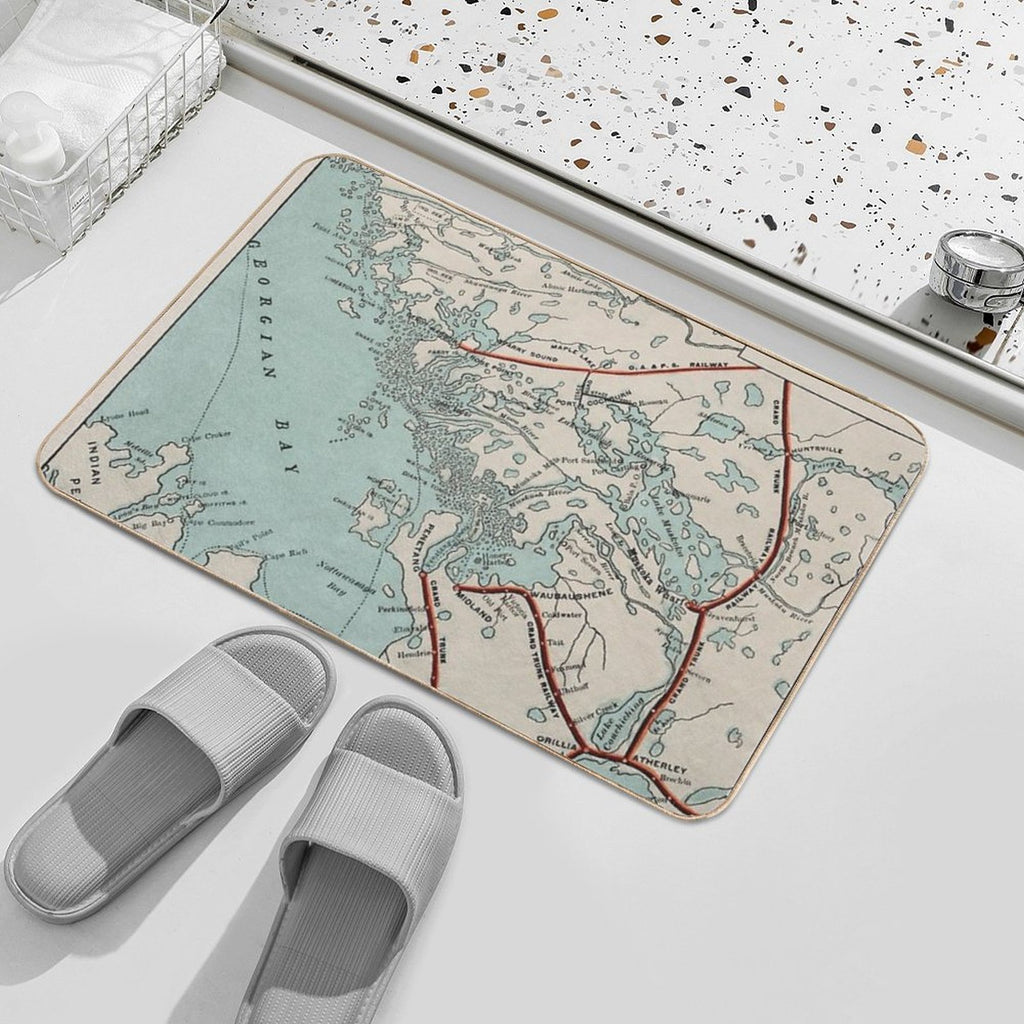 Vintage Map of Georgian Bay And Muskoka Lakes  Non-Slip Bath Mat