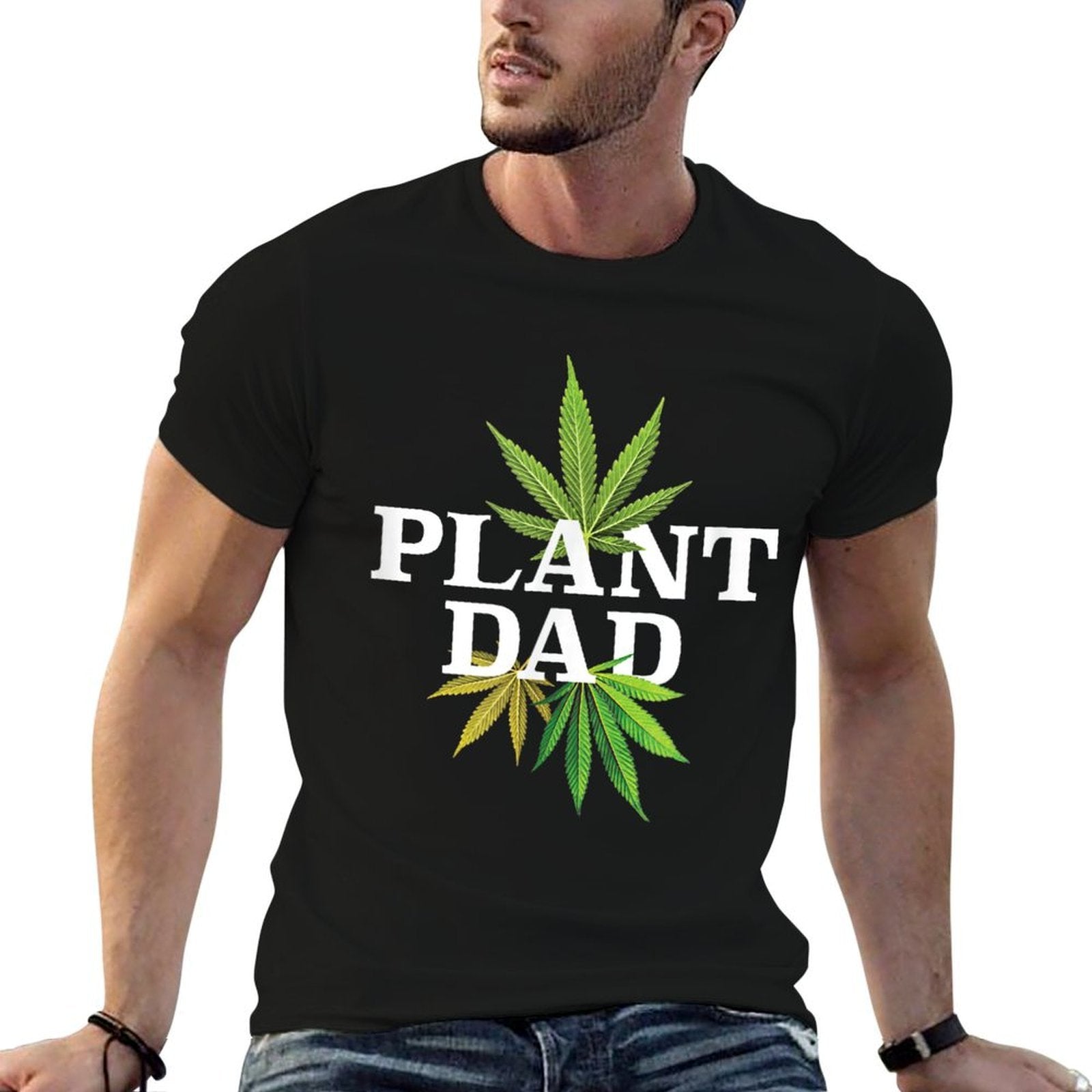 Weed Pot Leaf Marijuana Plant Dad  Trendy Pattern T-Shirt