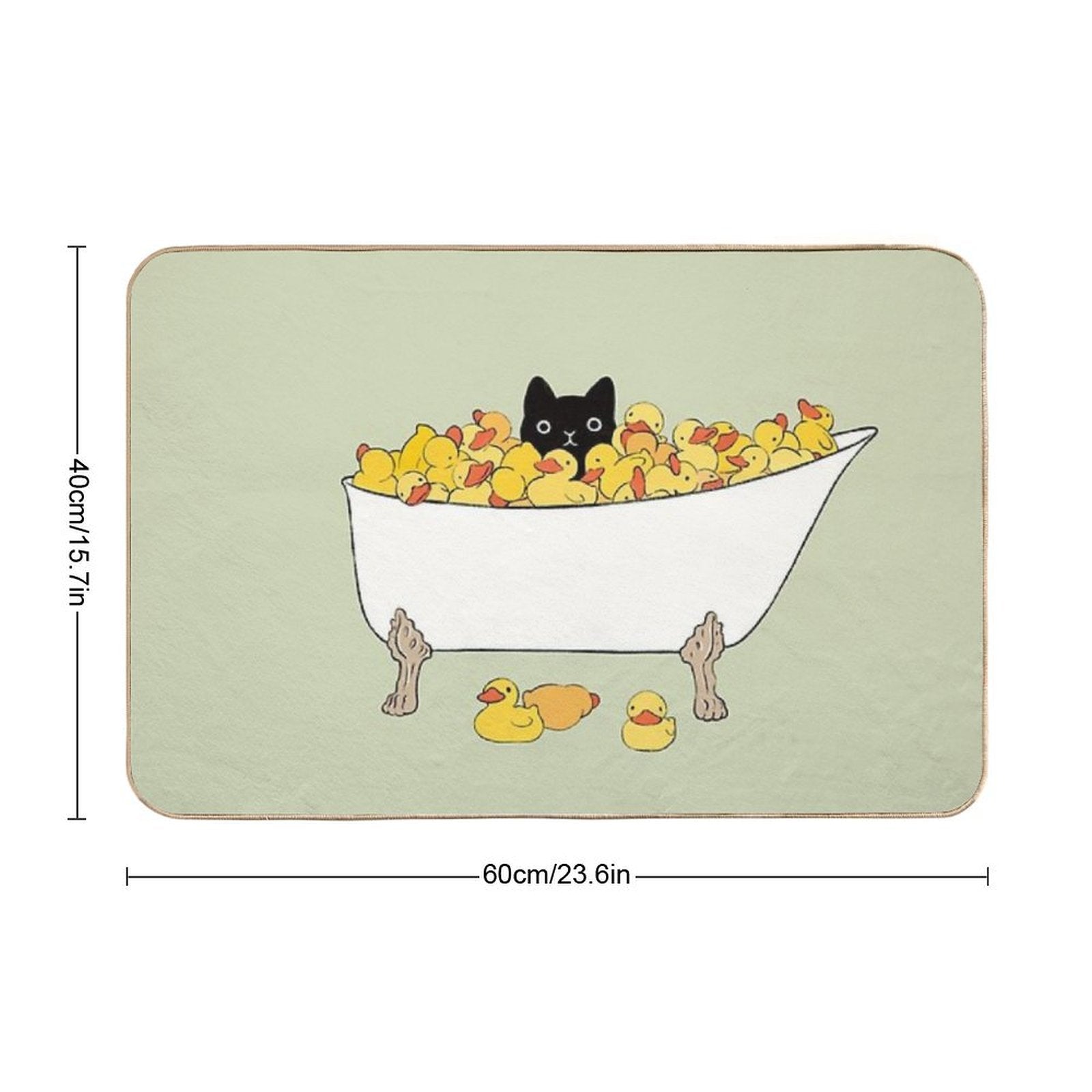Black Kitty In Bathtub  Long-Lasting Bath Mat
