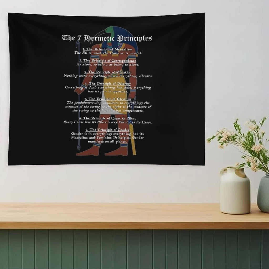 The 7 Hermetic Principles - Greek And Egyptian Philosophy (Thoth) Tapestry