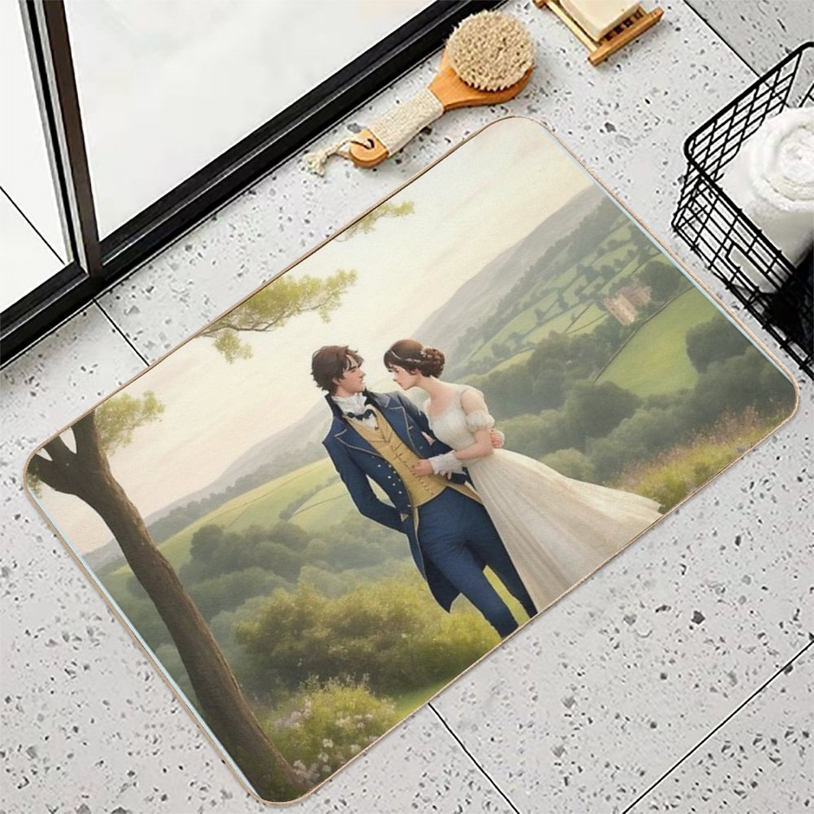 Mr Darcy And Elizabeth Bennett Pride And Prejudice Inspired Art  Rapid-Drying Bath Mat