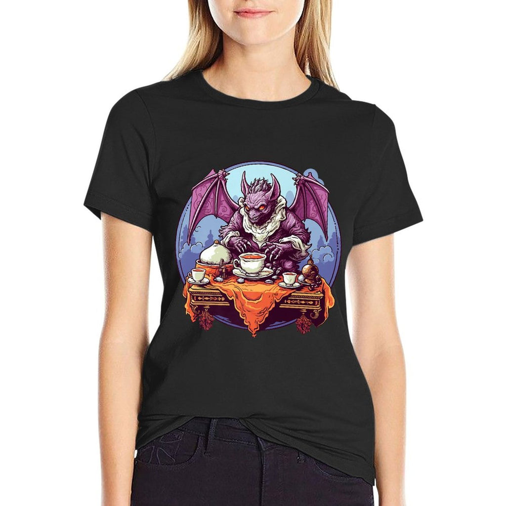 Halloween Gargoyle Tea Mystic Twilight Vampire Premium  Ribbed Collar T-Shirt