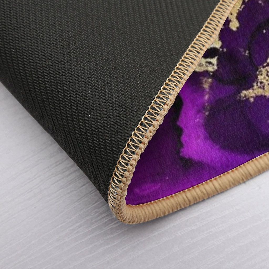 Marble Galaxy in Royal Purple And Gold Splash  Easy To Clean Bath Mat