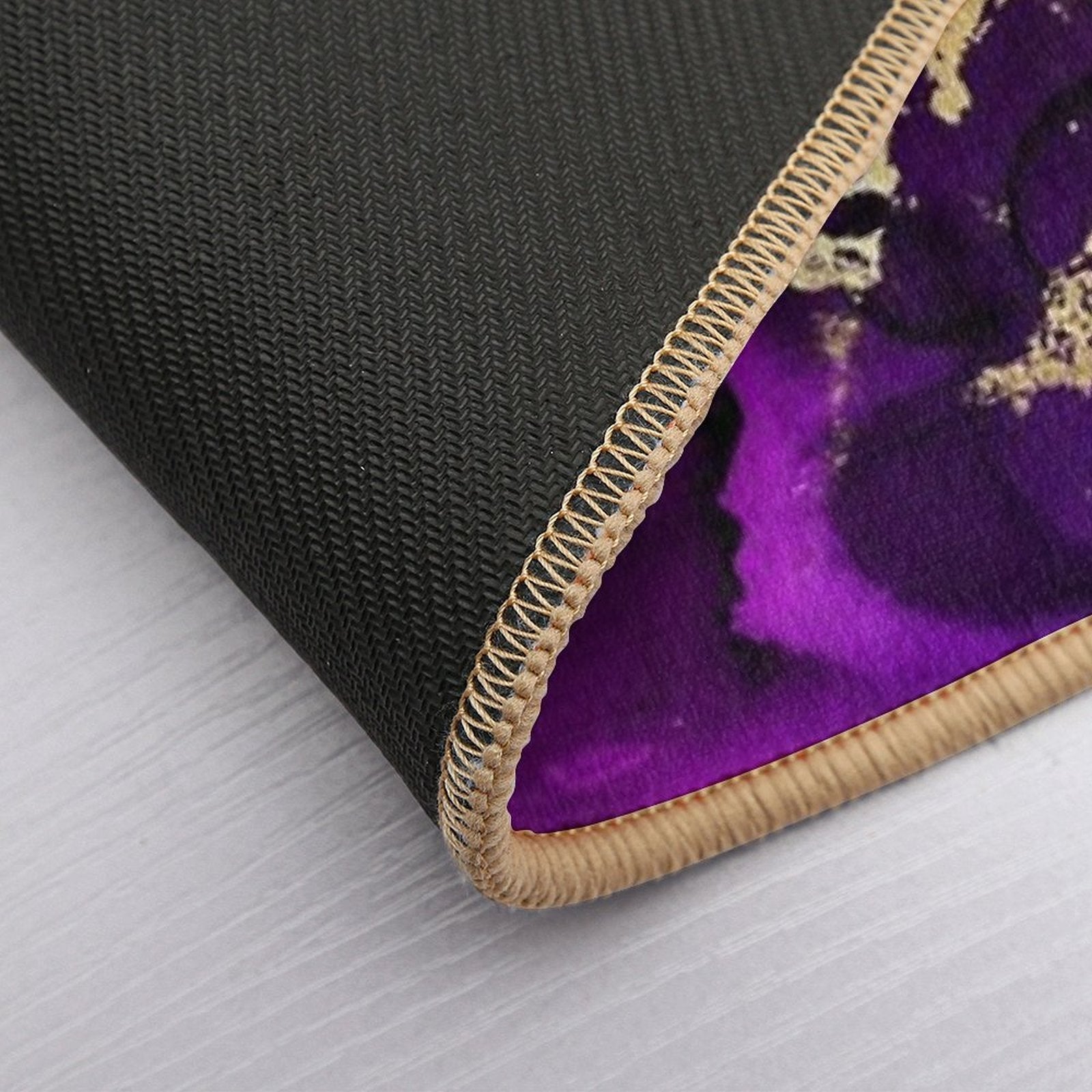 Marble Galaxy in Royal Purple And Gold Splash  Easy To Clean Bath Mat