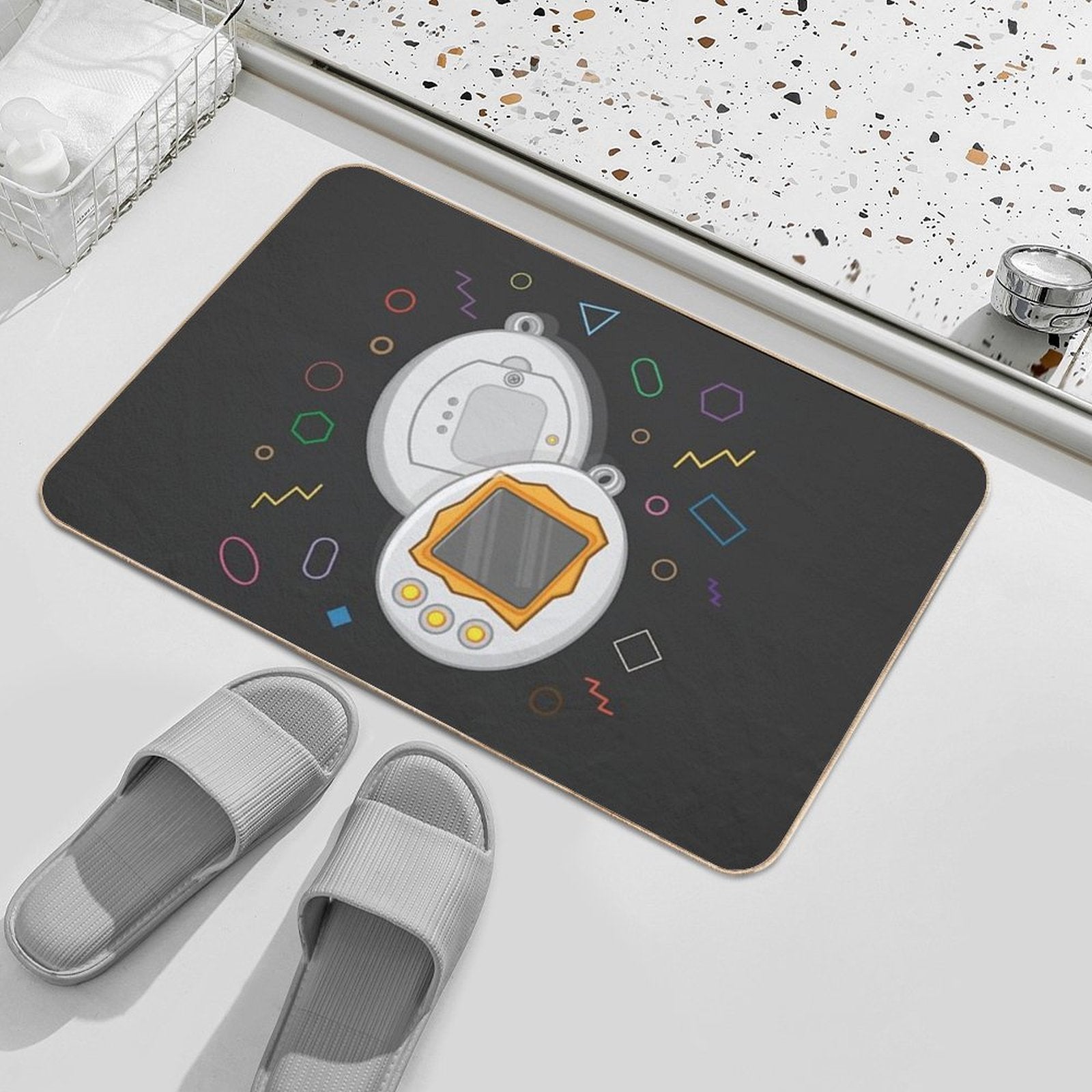 90's Style - Tamagotchi  Stain-Proof Bath Mat