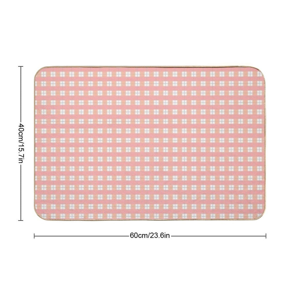 Cottage Plaid (peachy)  Anti-Trip Bath Mat