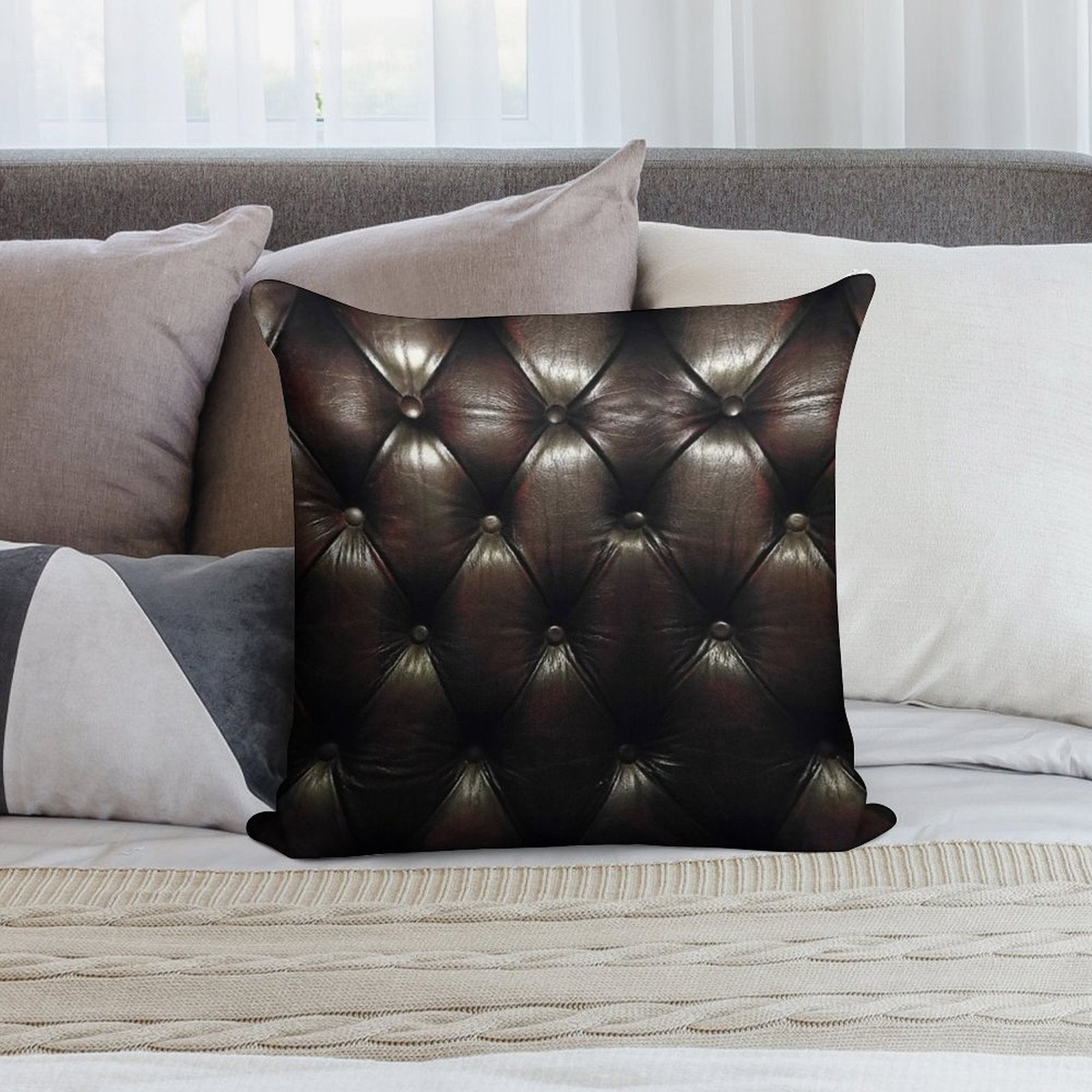 Chesterfield Natural Soft Luxury Feel Throw Pillow