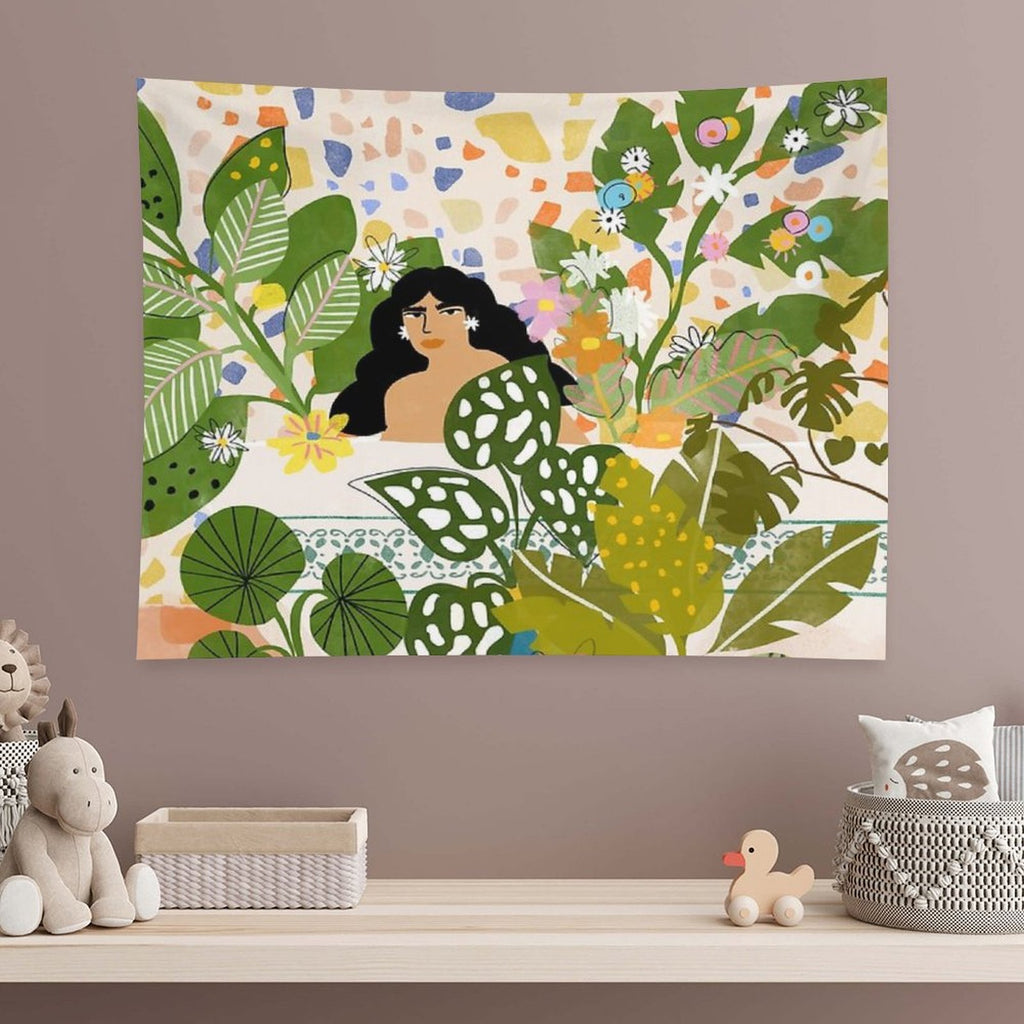 Bathing with Plants Tapestry