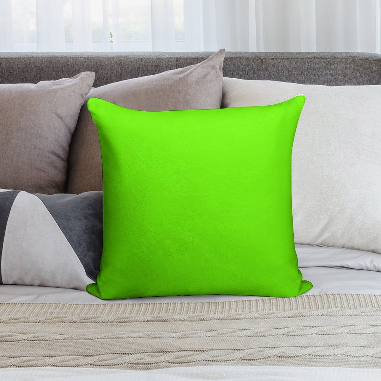 Super Bright Fluorescent Green Neon Soft Anti-Pilling Throw Pillow