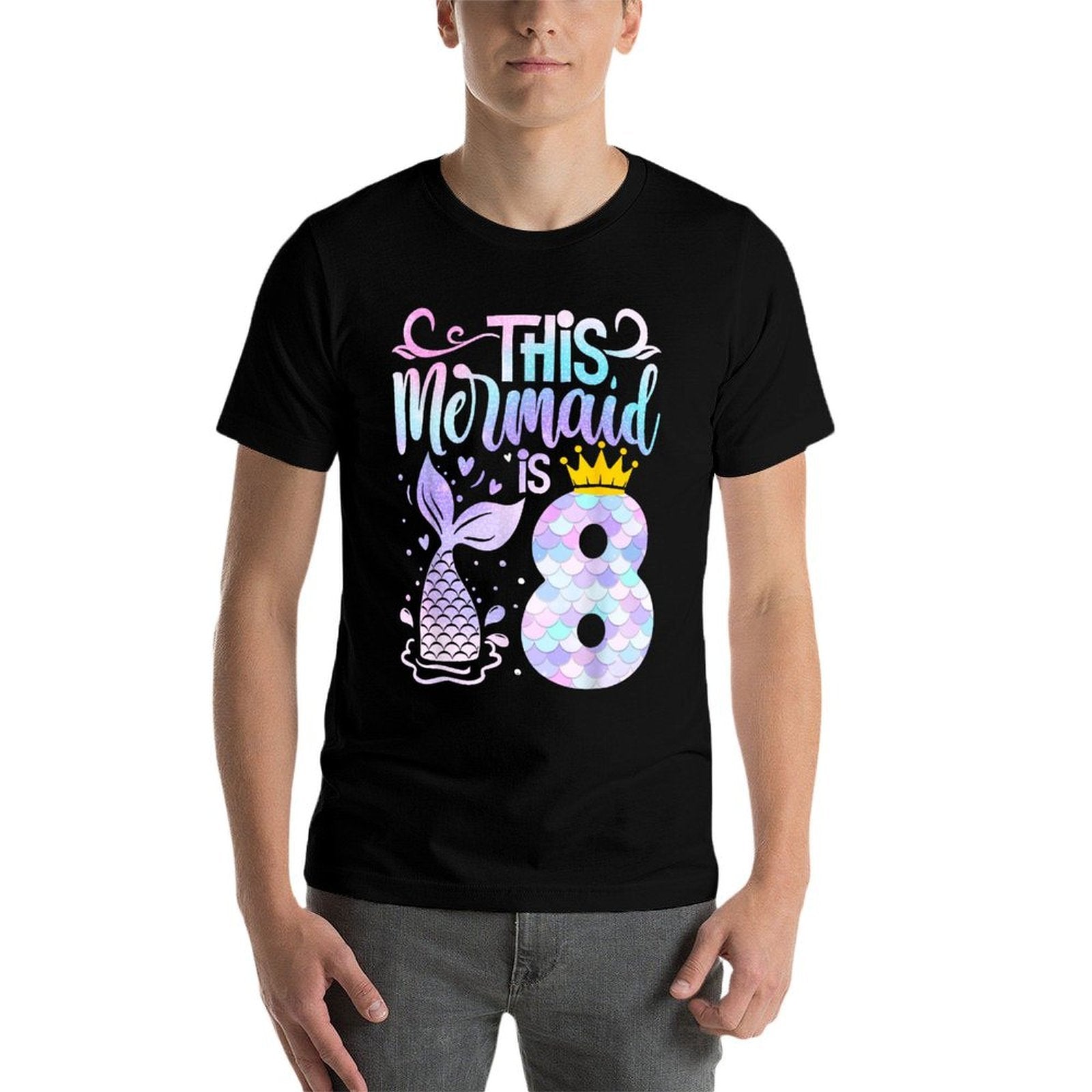 Mermaid 8th Birthday 8 Year Old Girl Eight Yrs Happy Bday  Lightweight T-Shirt