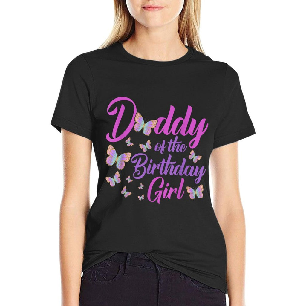 Daddy of The Birthday Girl Butterfly Dad Father 1st  Slim-fit Cut T-Shirt