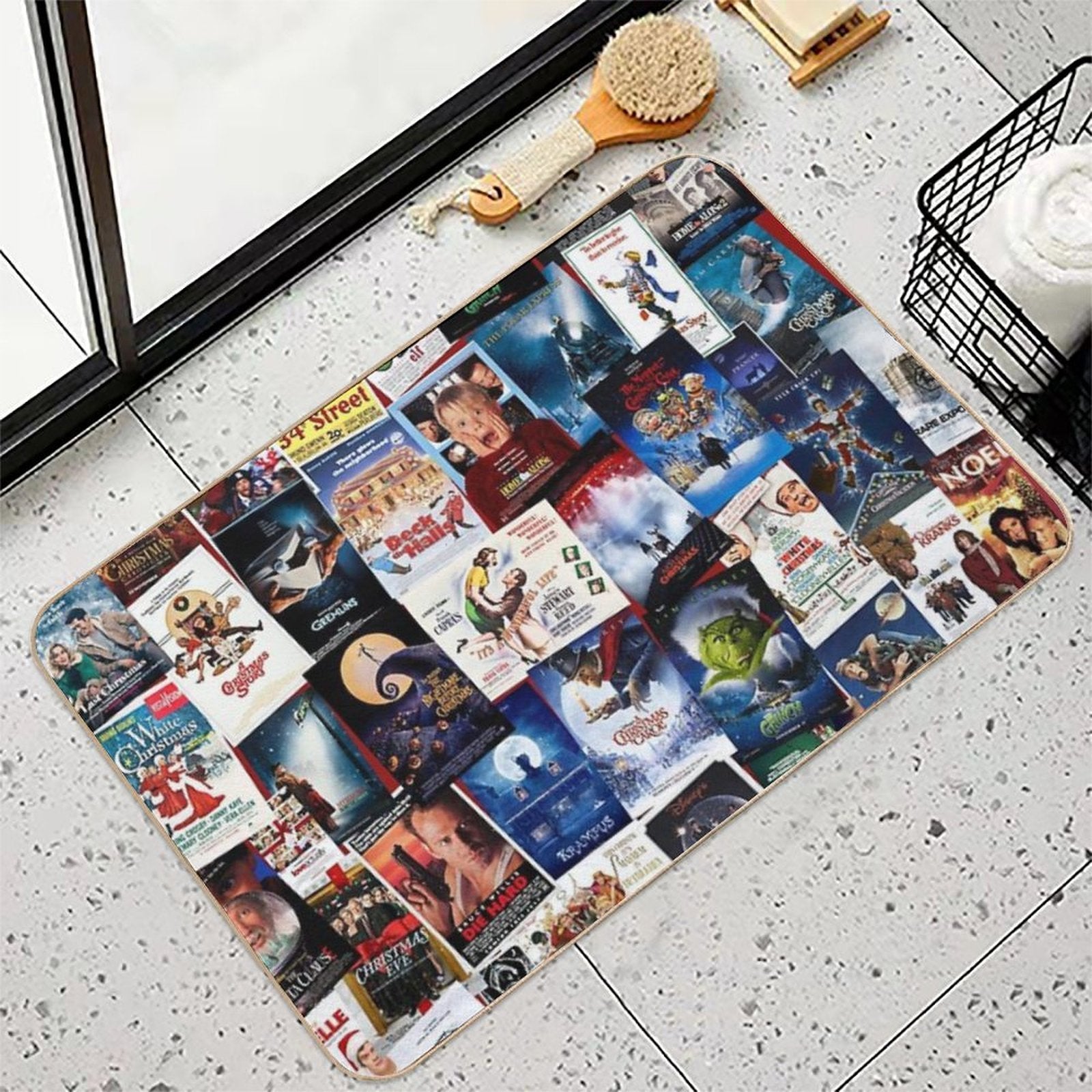 Christmas Film Collage  Long-Lasting Bath Mat