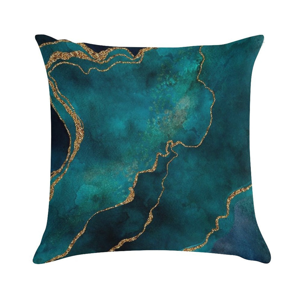 Golden Gemstone Glamour Mineral Soft Shrink-Resistant Throw Pillow