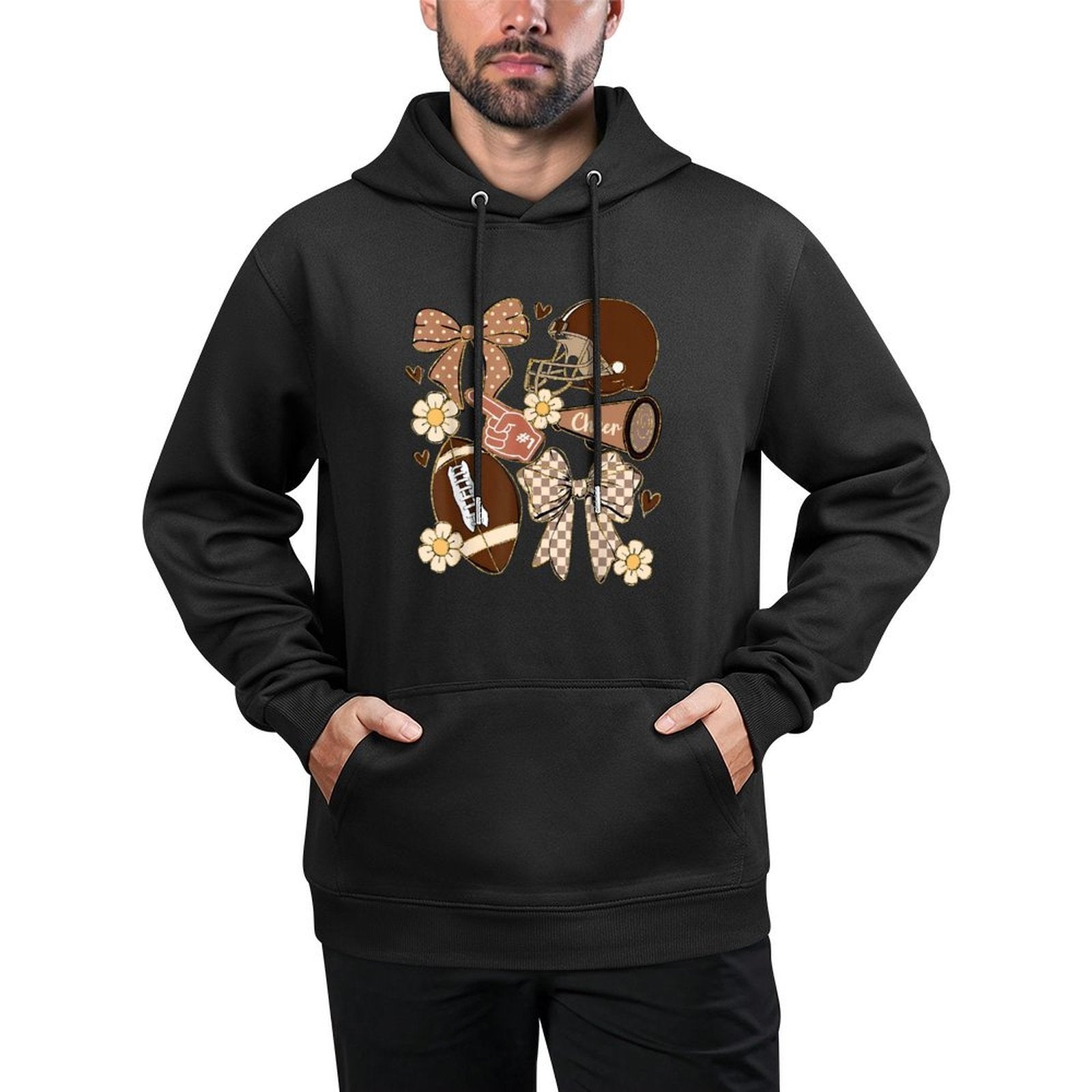 Cheer Touchdown American Football Game Day Coquette Bow Customizable Surface Hoodie