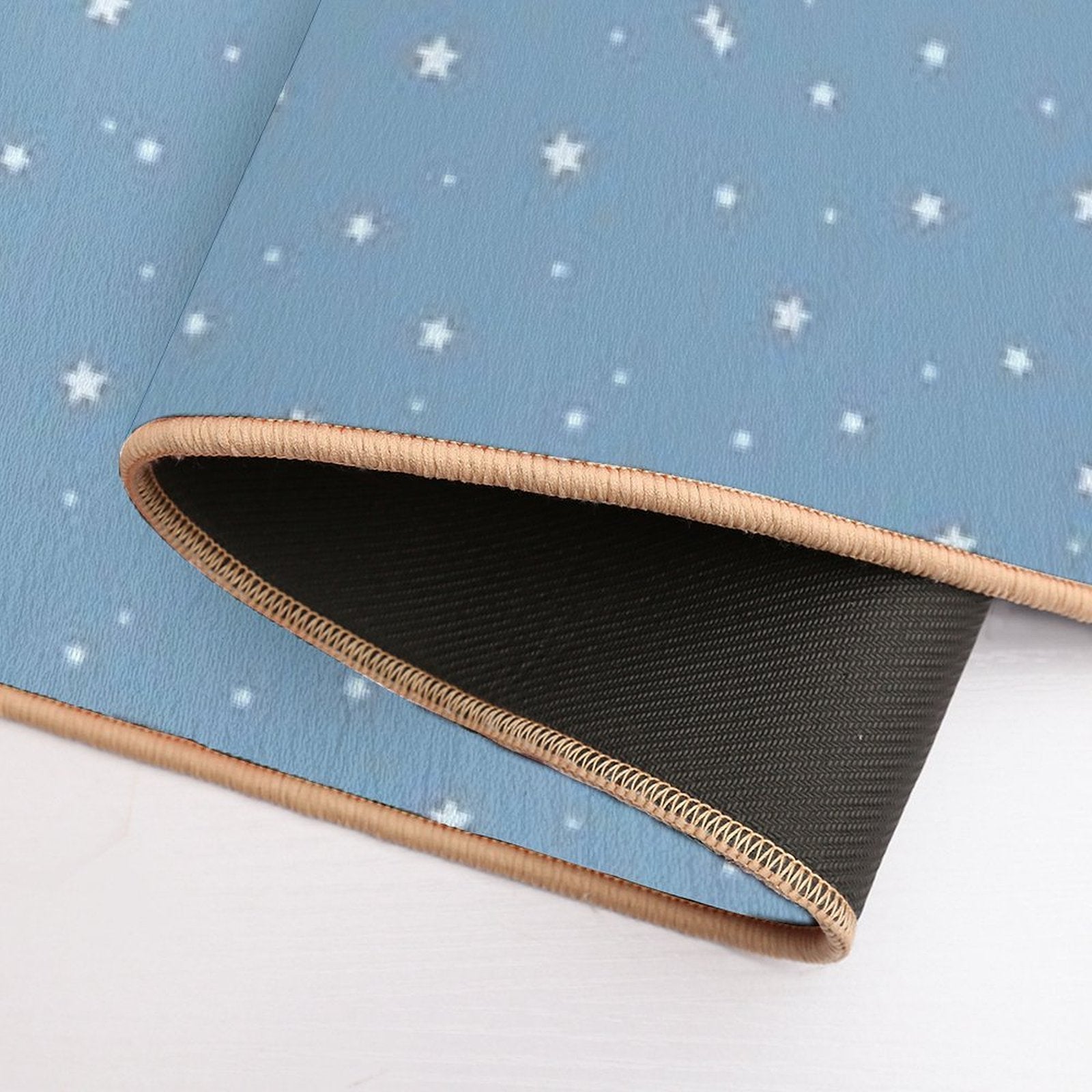 White Stars with Blue Background  Non-Slip Bath Mat