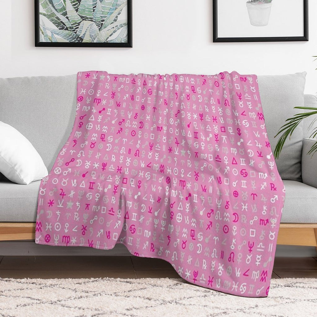 Astrology Symbols And Signs Pink Pattern Wrinkle-free Throw Blanket
