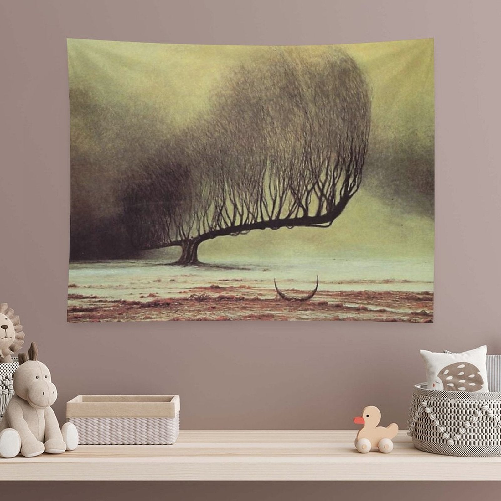 Untitled (Lone Tree), by Zdzisław Beksiński Tapestry