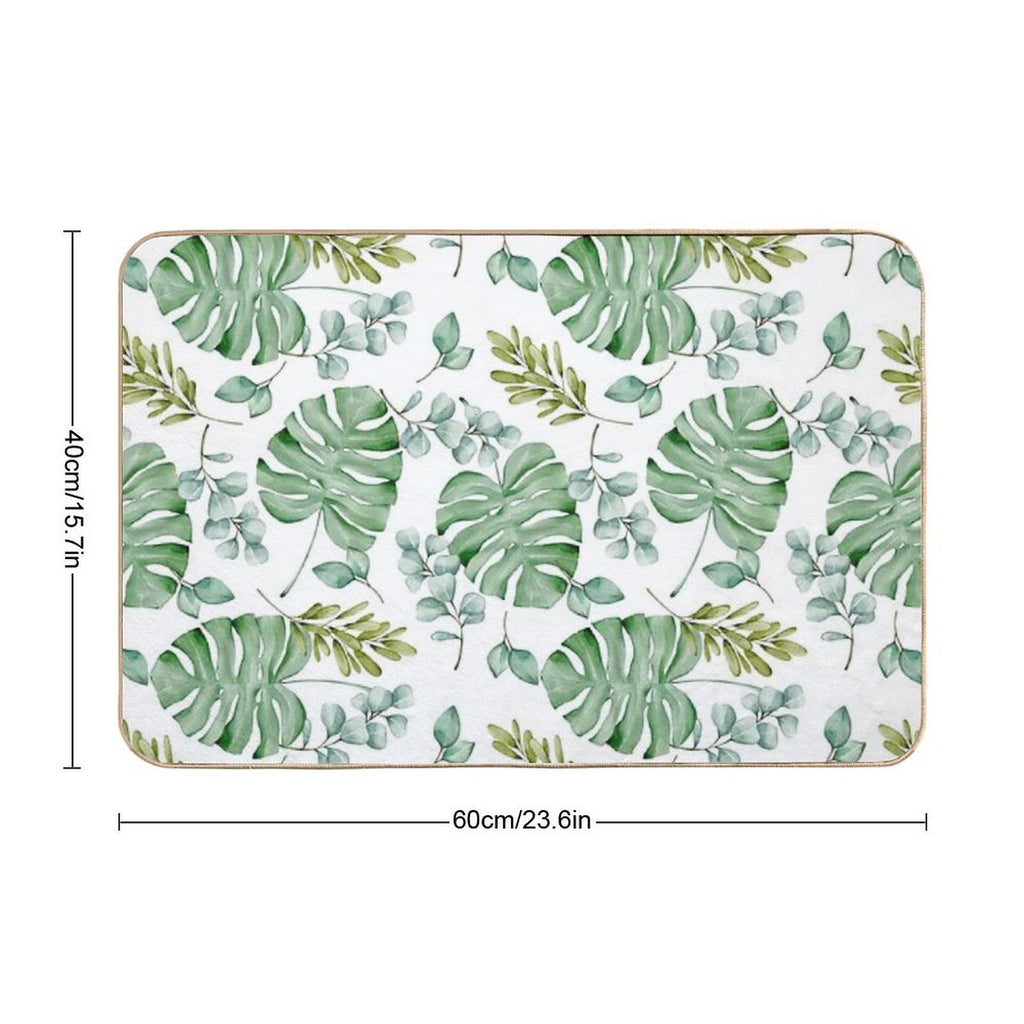 Monstera Leaves Green Seamless  Anti-Trip Bath Mat