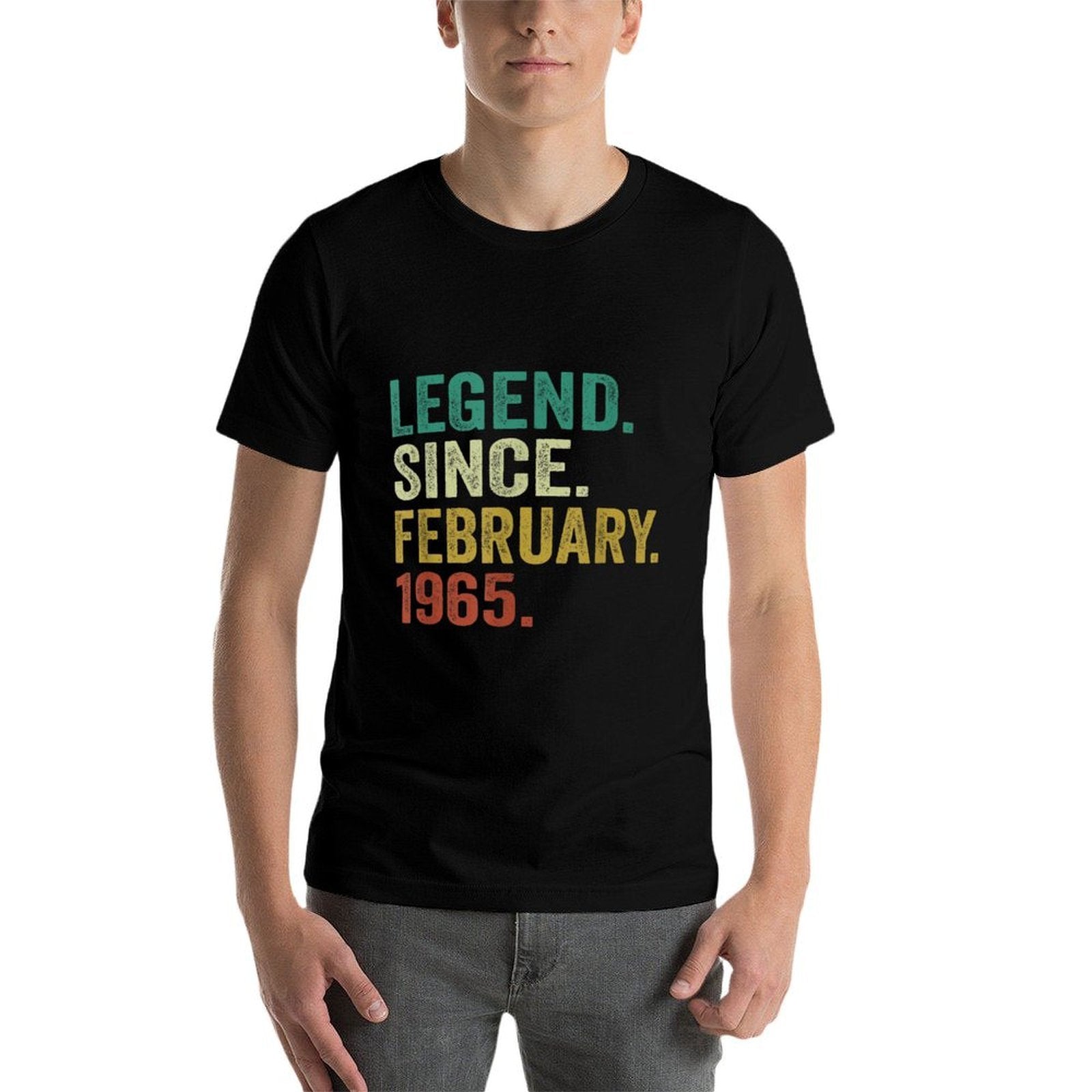 60 Years Old Gifts Legend Since February 1965 60th Birthday  Ribbed Collar T-Shirt