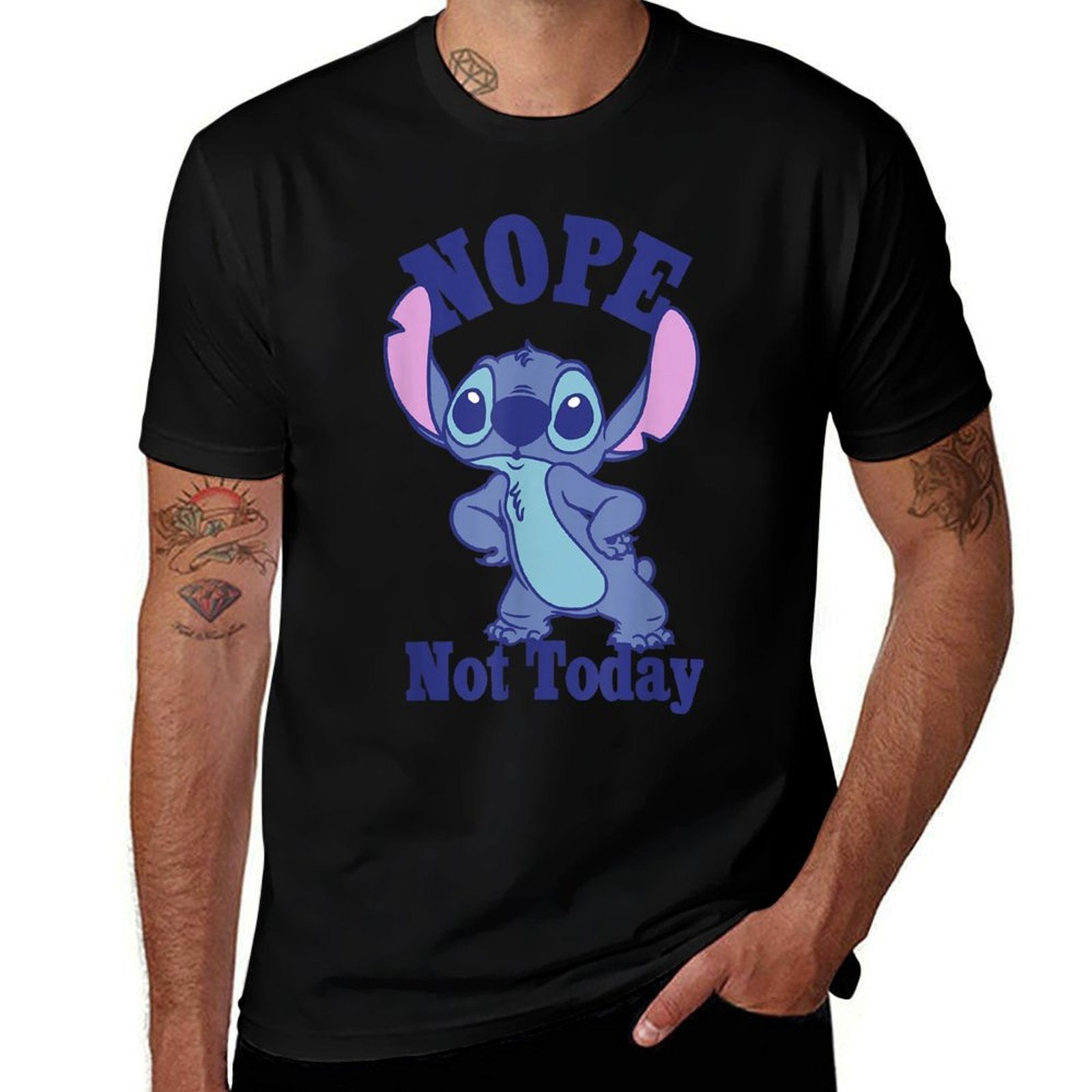 Disney Lilo  Stitch Nope Not Today Quote Cute Pose  Eco-friendly Material T-Shirt