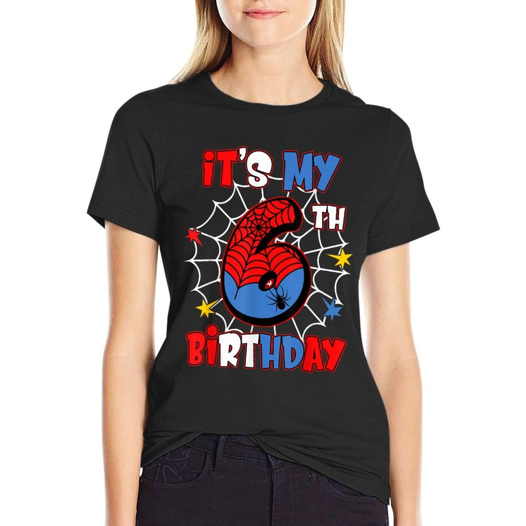 Kids It's My 6th Birthday Spider Theme Party 6 Years Old  Quick-drying T-Shirt