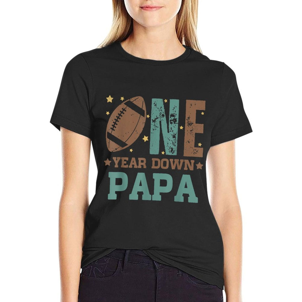 Papa of The 1 Year Old Football 1st Year Down Birthday Party  Lightweight T-Shirt