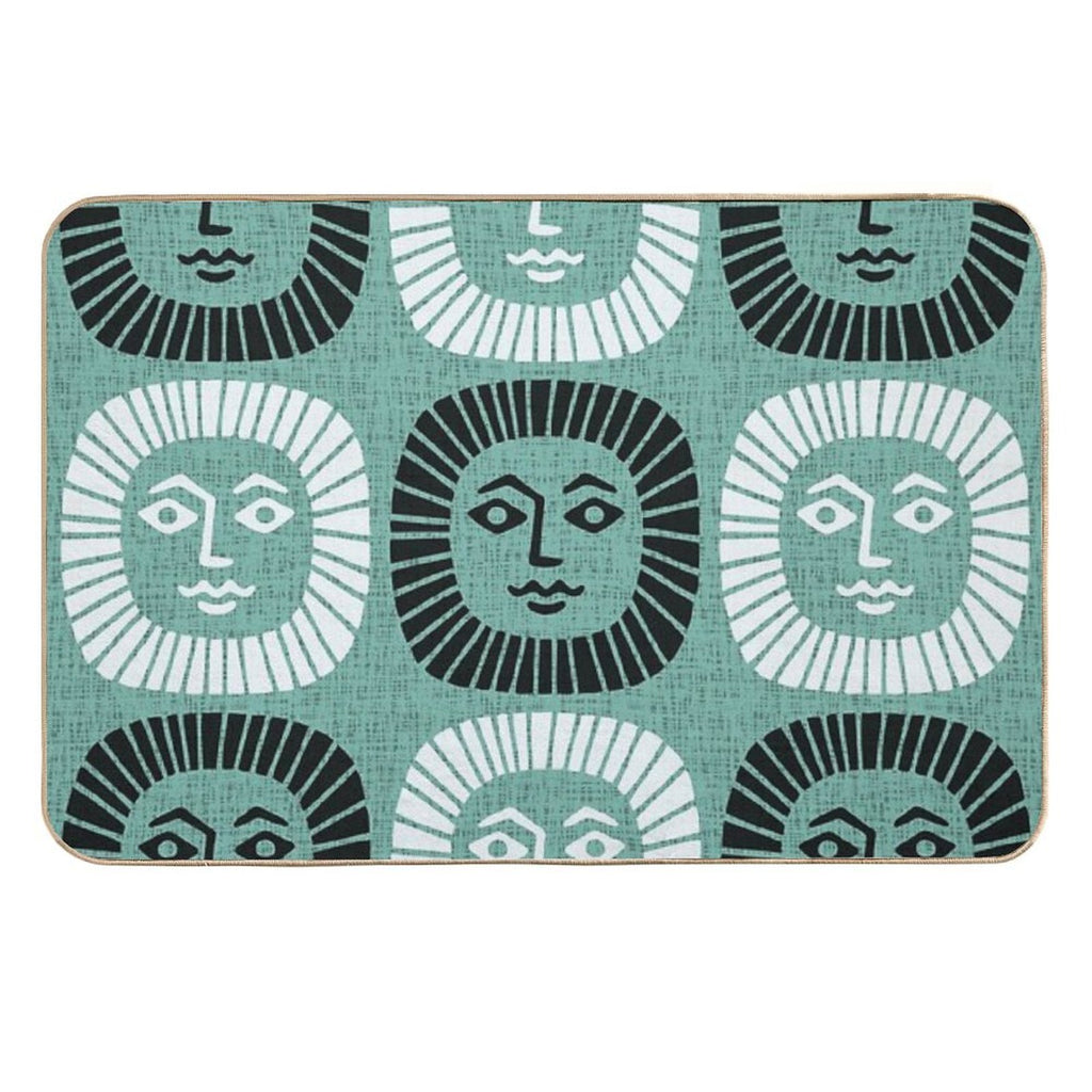 Mid Century Modern Atomic Sunburst 335 Mint Green And Black  Long-Lasting Bath Mat