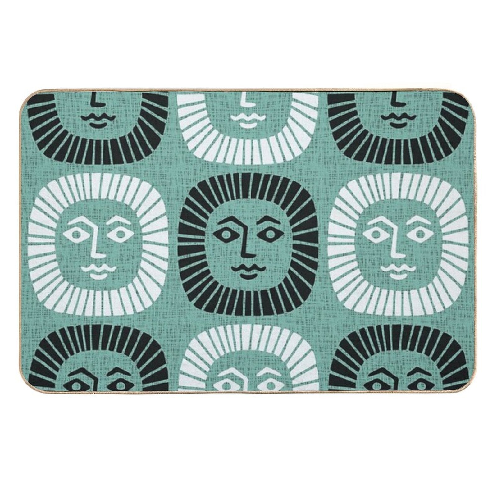 Mid Century Modern Atomic Sunburst 335 Mint Green And Black  Long-Lasting Bath Mat
