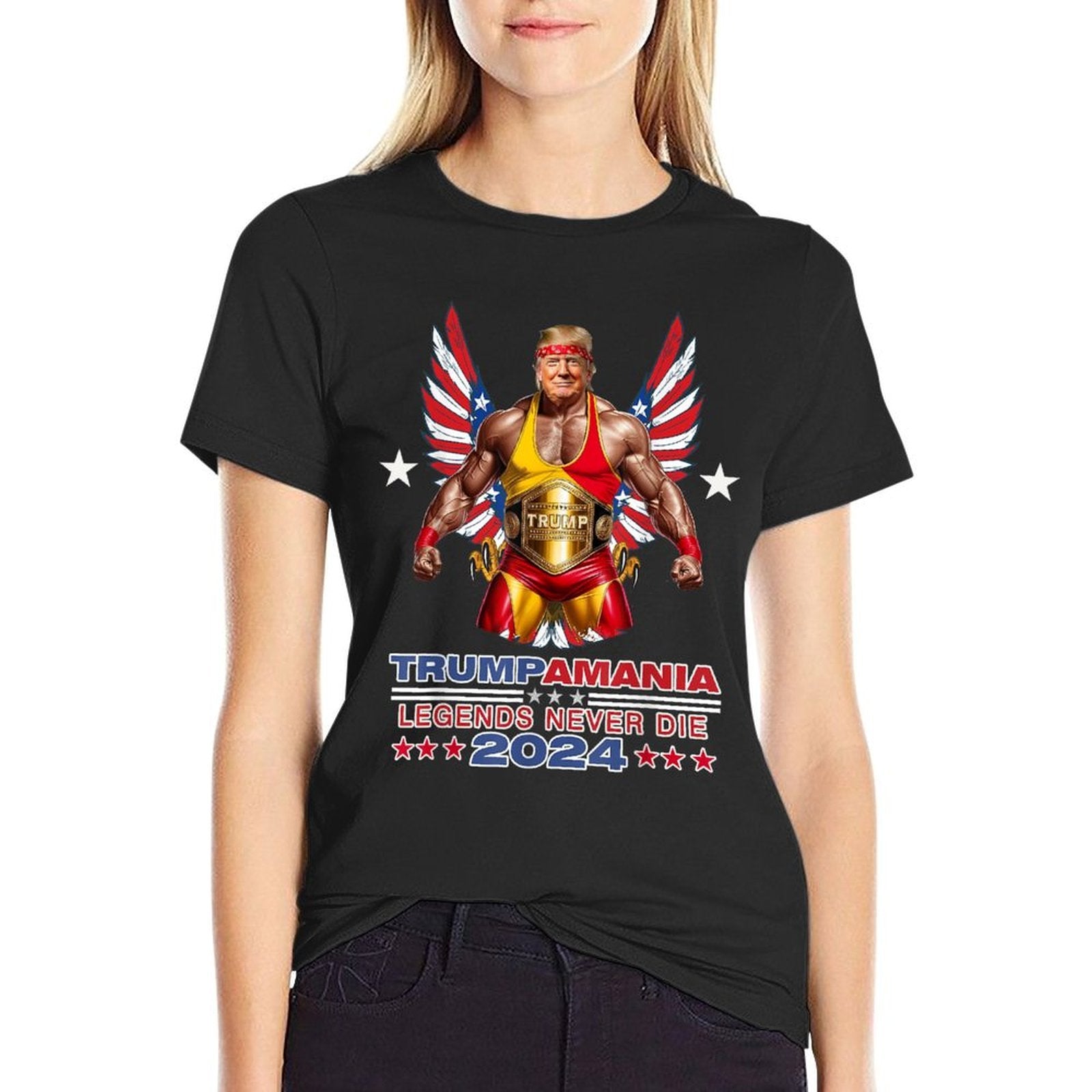 Retro Trump Funny Wrestling Meme Trumpamania 2024  Summer-ready Fabric T-Shirt