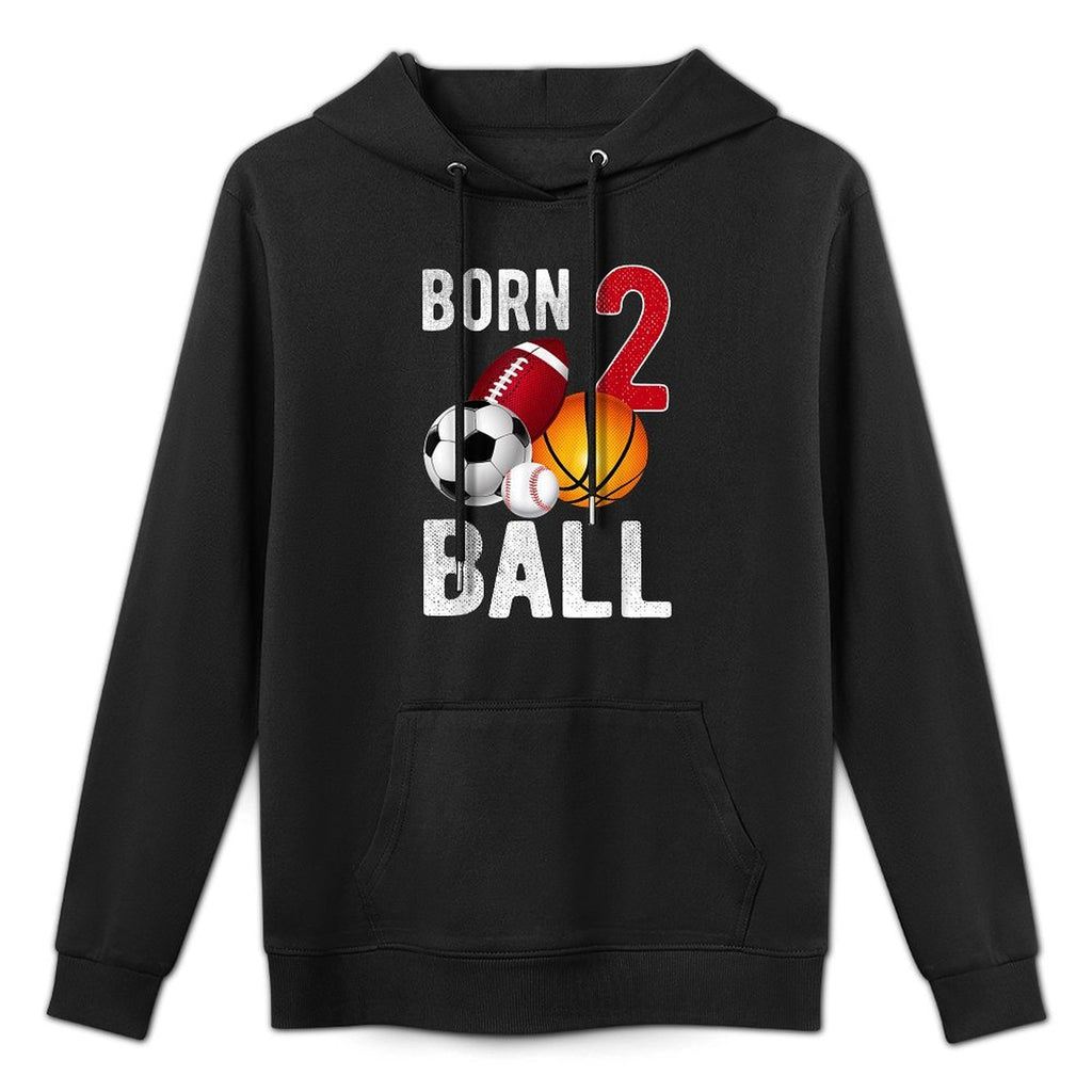 Born 2 Ball Birthday Boy Girl Two 2 Year Old Baller Funny Colorfast Hoodie
