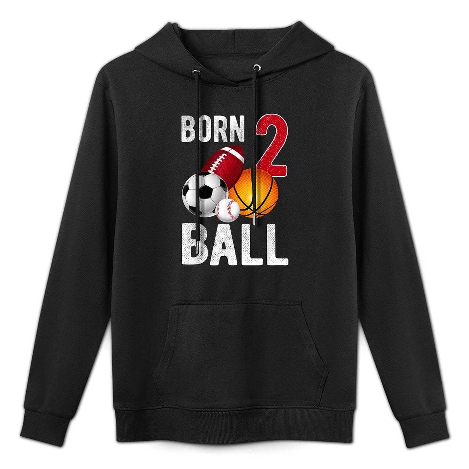 Born 2 Ball Birthday Boy Girl Two 2 Year Old Baller Funny Colorfast Hoodie