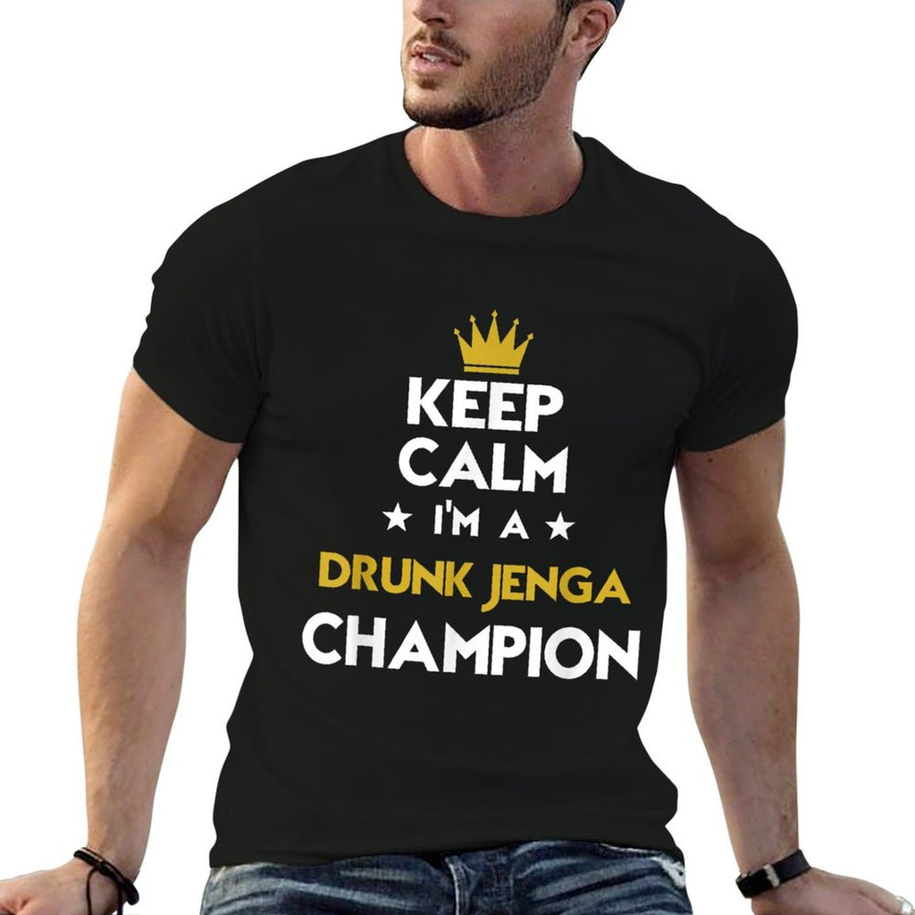 Keep Calm Im A Drunk Jenga Champion Funny Sport Hobby Legen  Polyester Blend T-Shirt