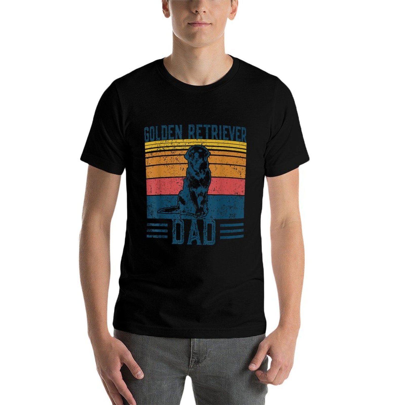 Dog Golden Dad - Vintage Golden Retriever Dad  Summer-ready Fabric T-Shirt