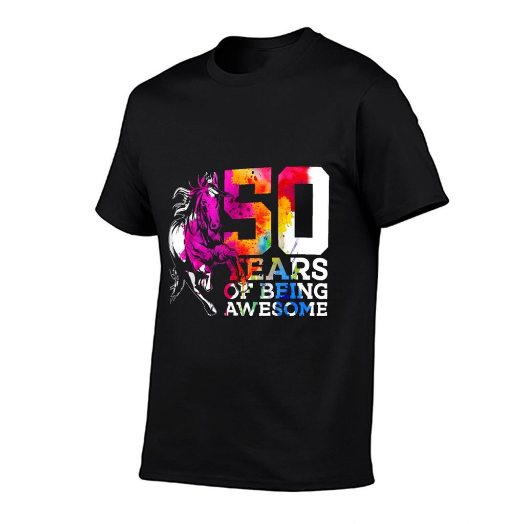 HORSE 50 YEARS OF BEING AWESOME RIDING 50TH BIRTHDAY  Eco-friendly Material T-Shirt