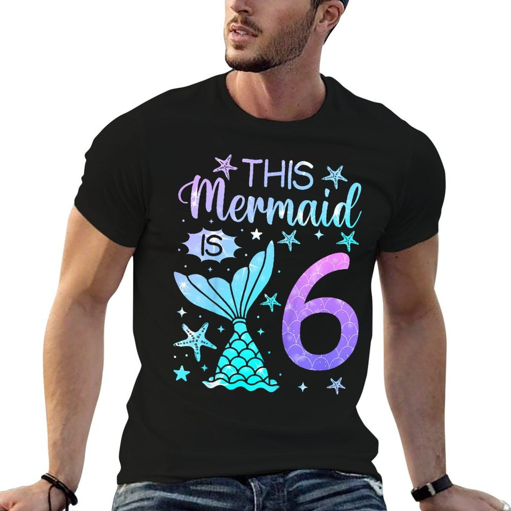 6th Birthday Girl 6yr Six 6 Year Old Mermaid Bday  Versatile T-Shirt