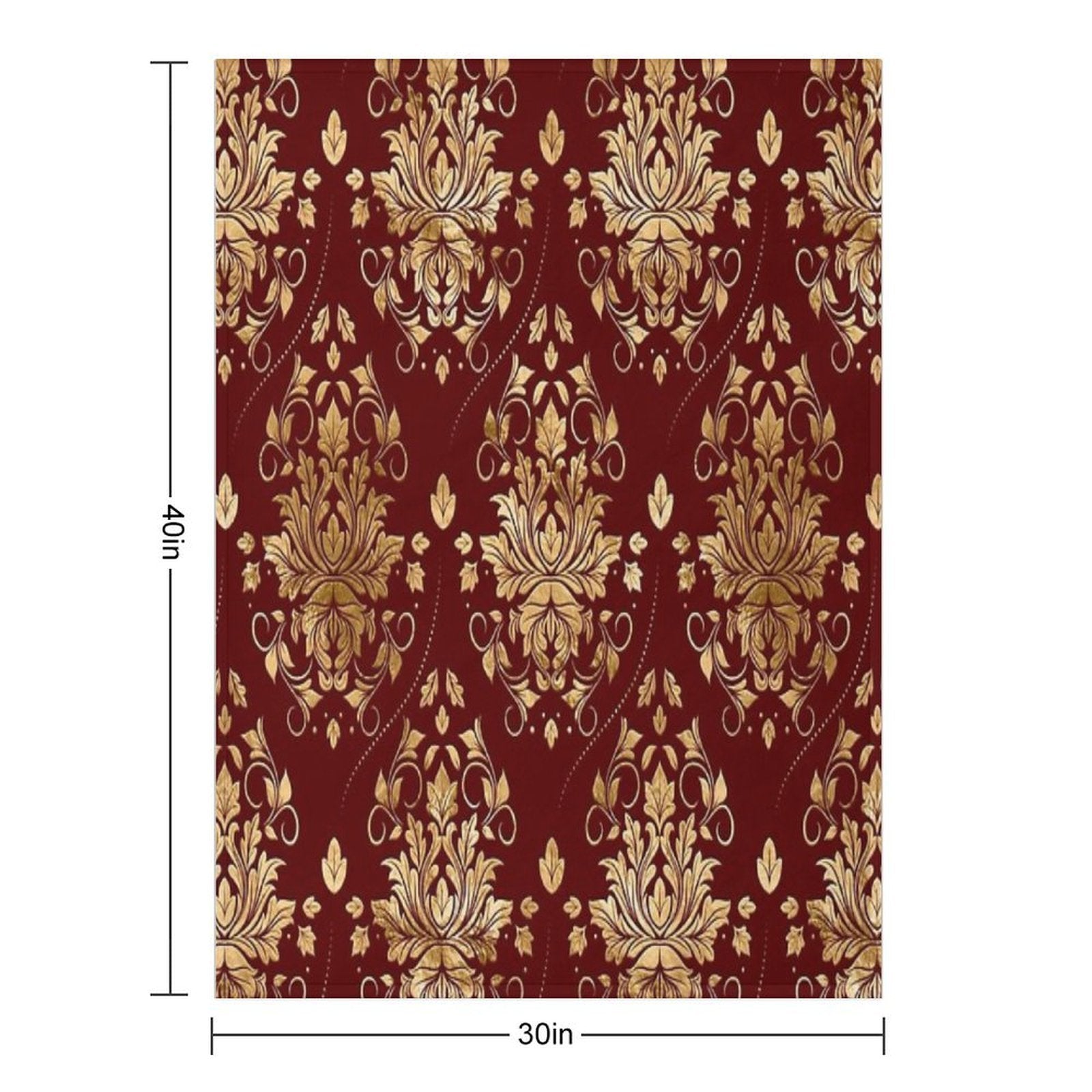 Oriental Vintage Damask Pattern - Red And Gold Eco-conscious Throw Blanket