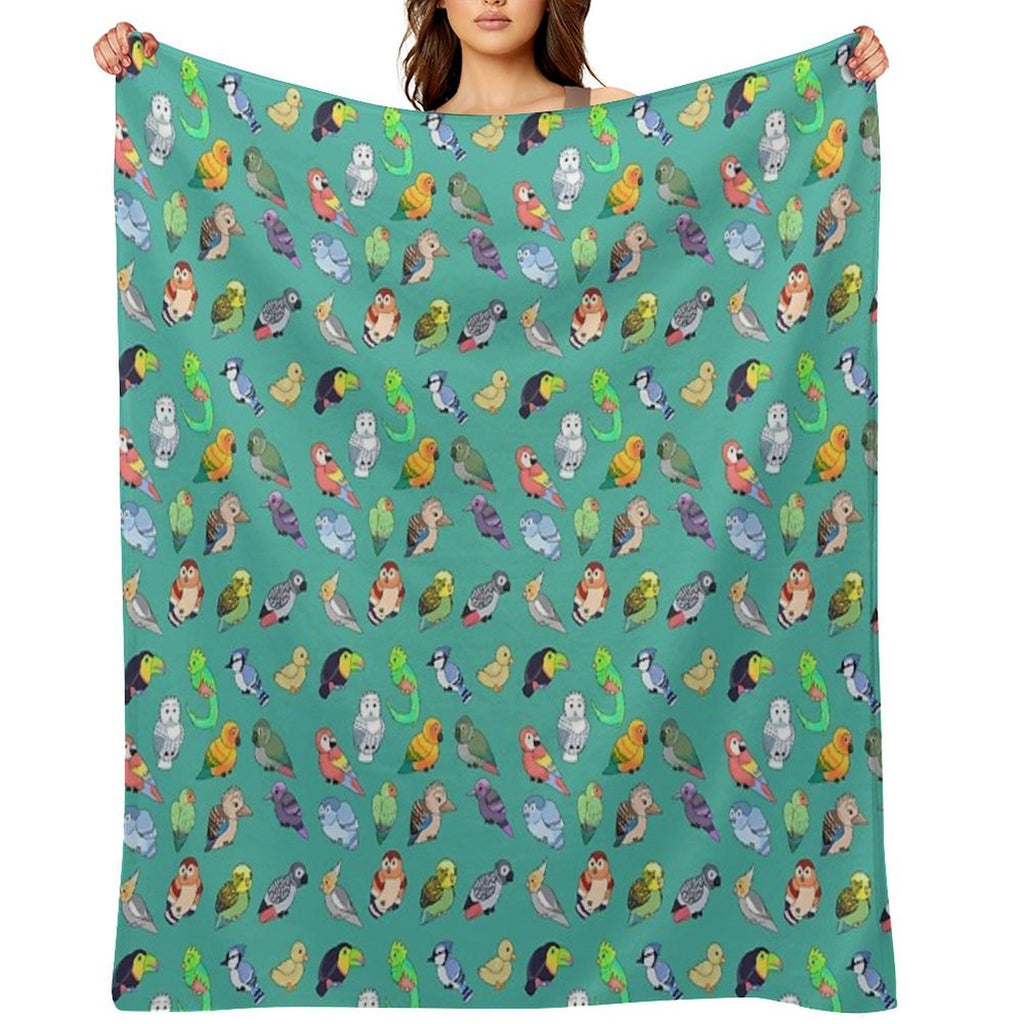 Tiny Birds!! Travel-friendly Throw Blanket