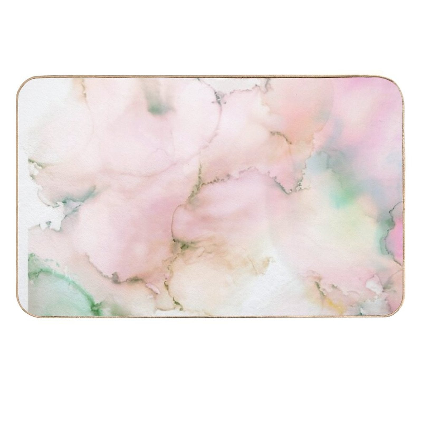 Abstract Ink Green Pink Tan Print by Zouzounio Art  Odorless Bath Mat