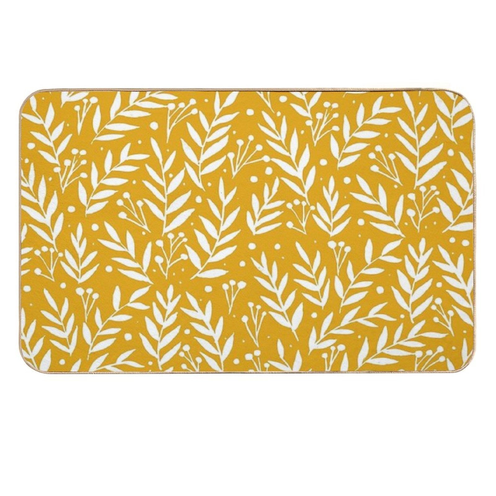 Cute Branches - Yellow Ochre  Pet-Safe Bath Mat